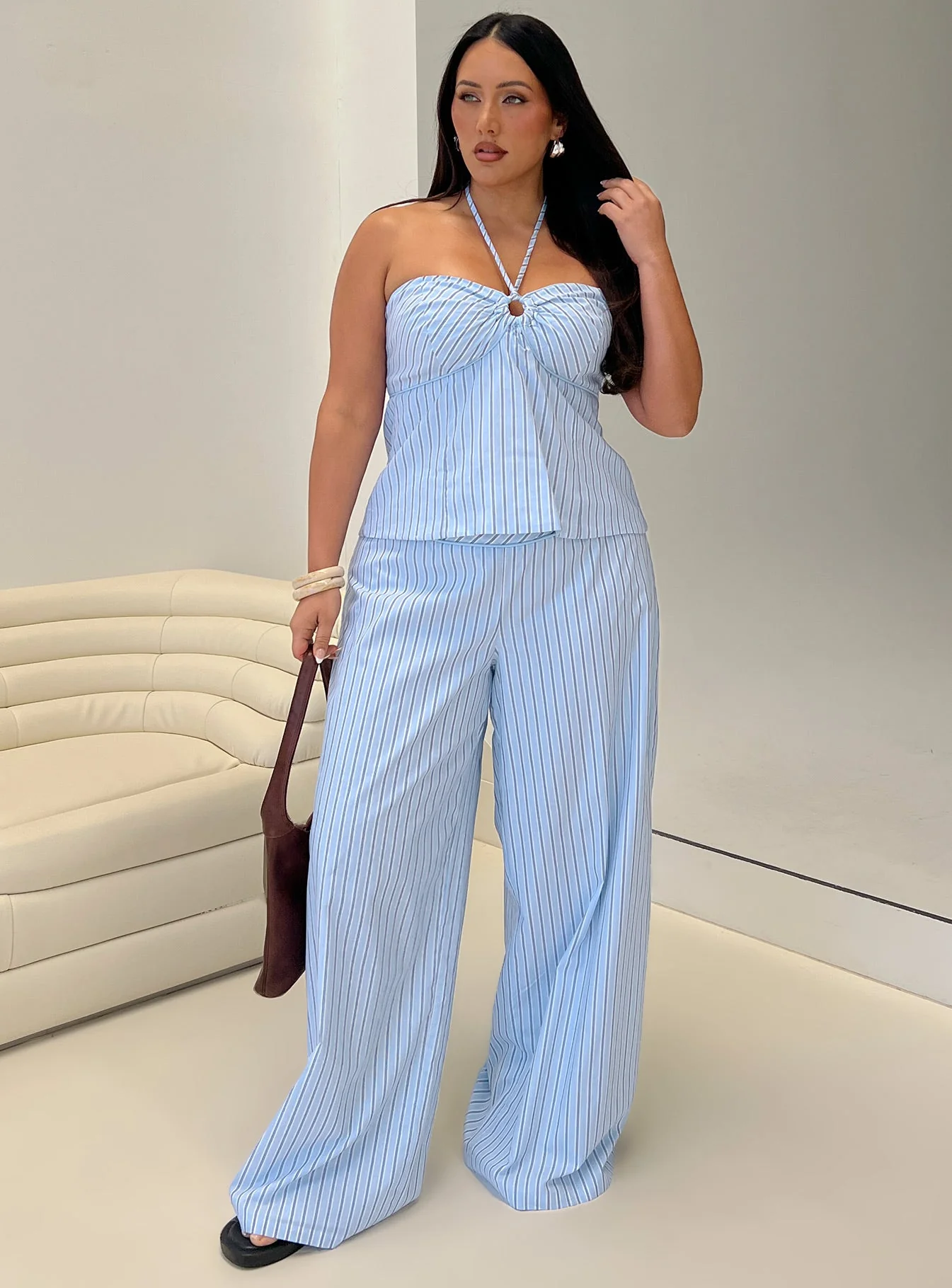 Sofea Halter Top Blue Stripe Curve - Image 8