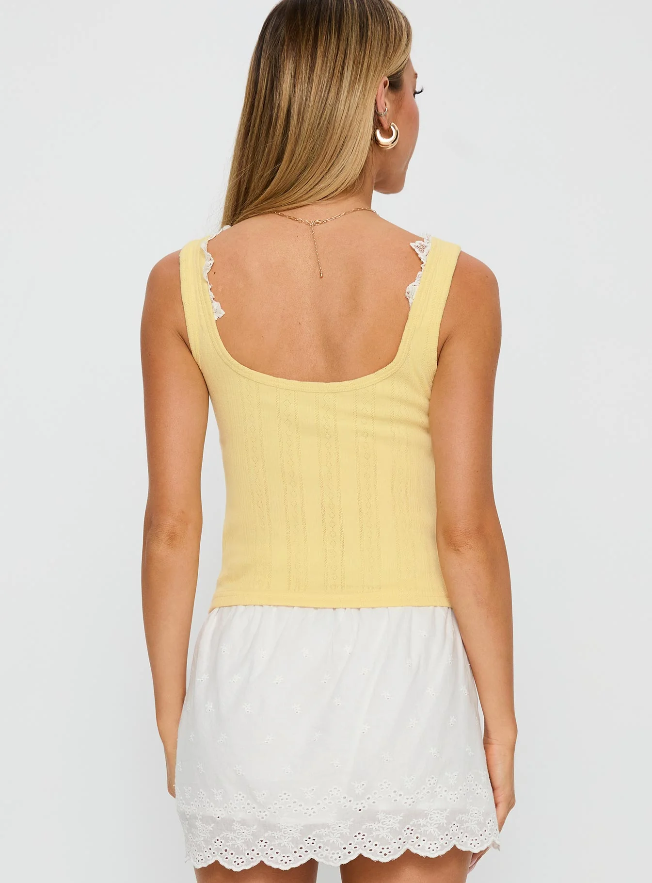 Sole Purpose Lace Trim Top Yellow - Image 4