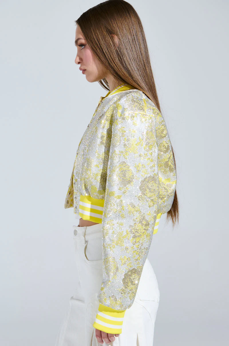 SOLEIL RHINESTONE BROCADE BOMBER - Image 3