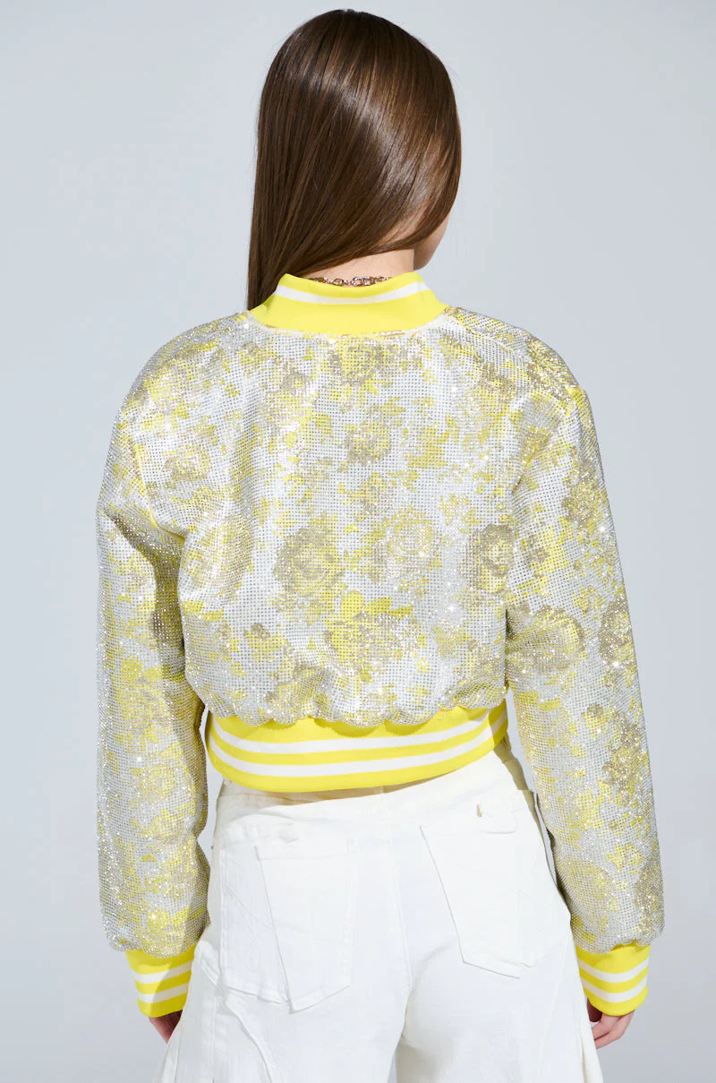 SOLEIL RHINESTONE BROCADE BOMBER - Image 4