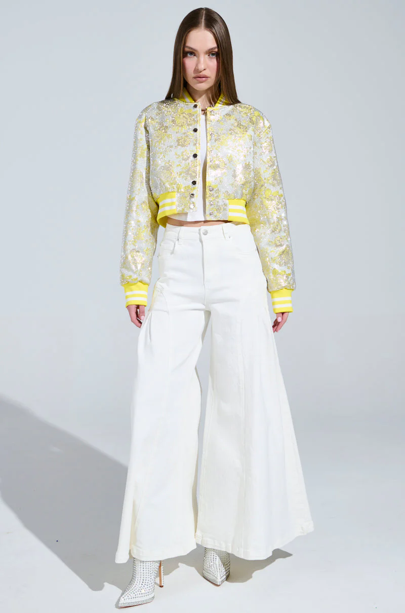 SOLEIL RHINESTONE BROCADE BOMBER - Image 5