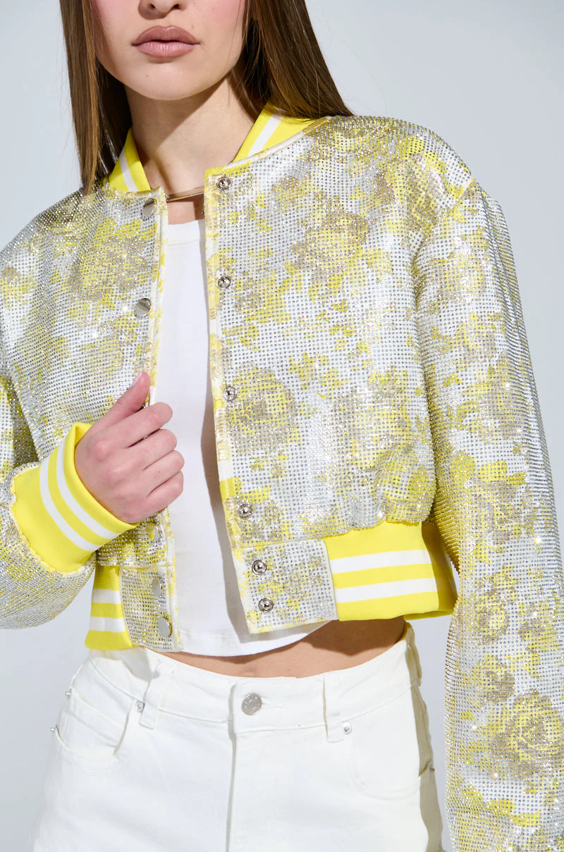 SOLEIL RHINESTONE BROCADE BOMBER - Image 6