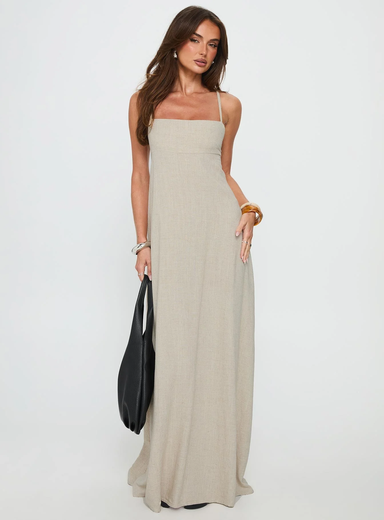 Solie Tie Back Maxi Dress Natural - Image 3