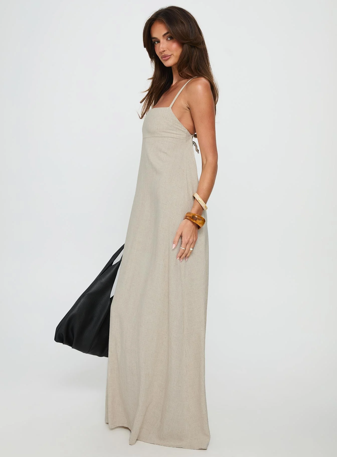 Solie Tie Back Maxi Dress Natural - Image 4