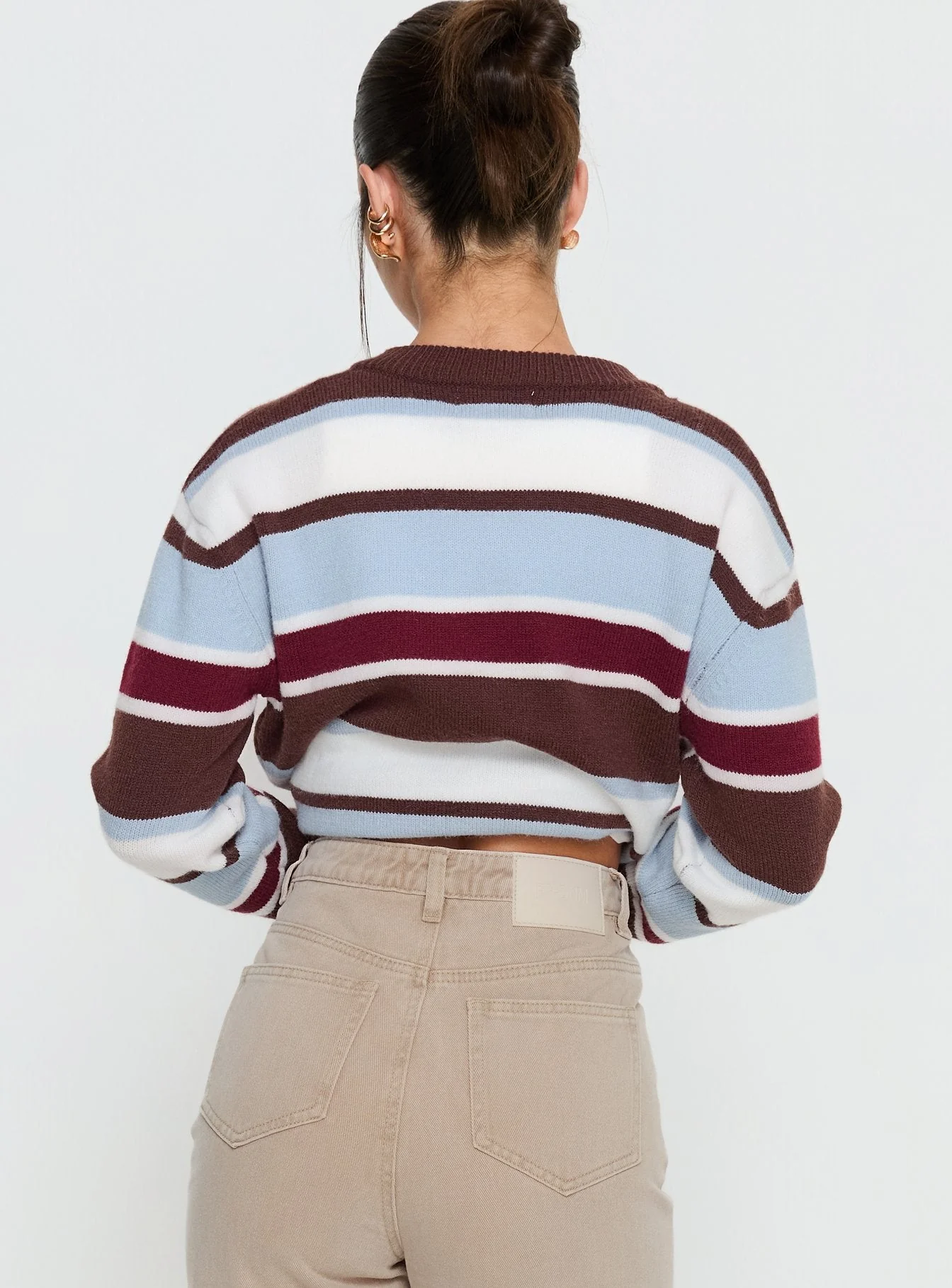 Soline Knit Cardigan Blue / Brown Stripe - Image 5