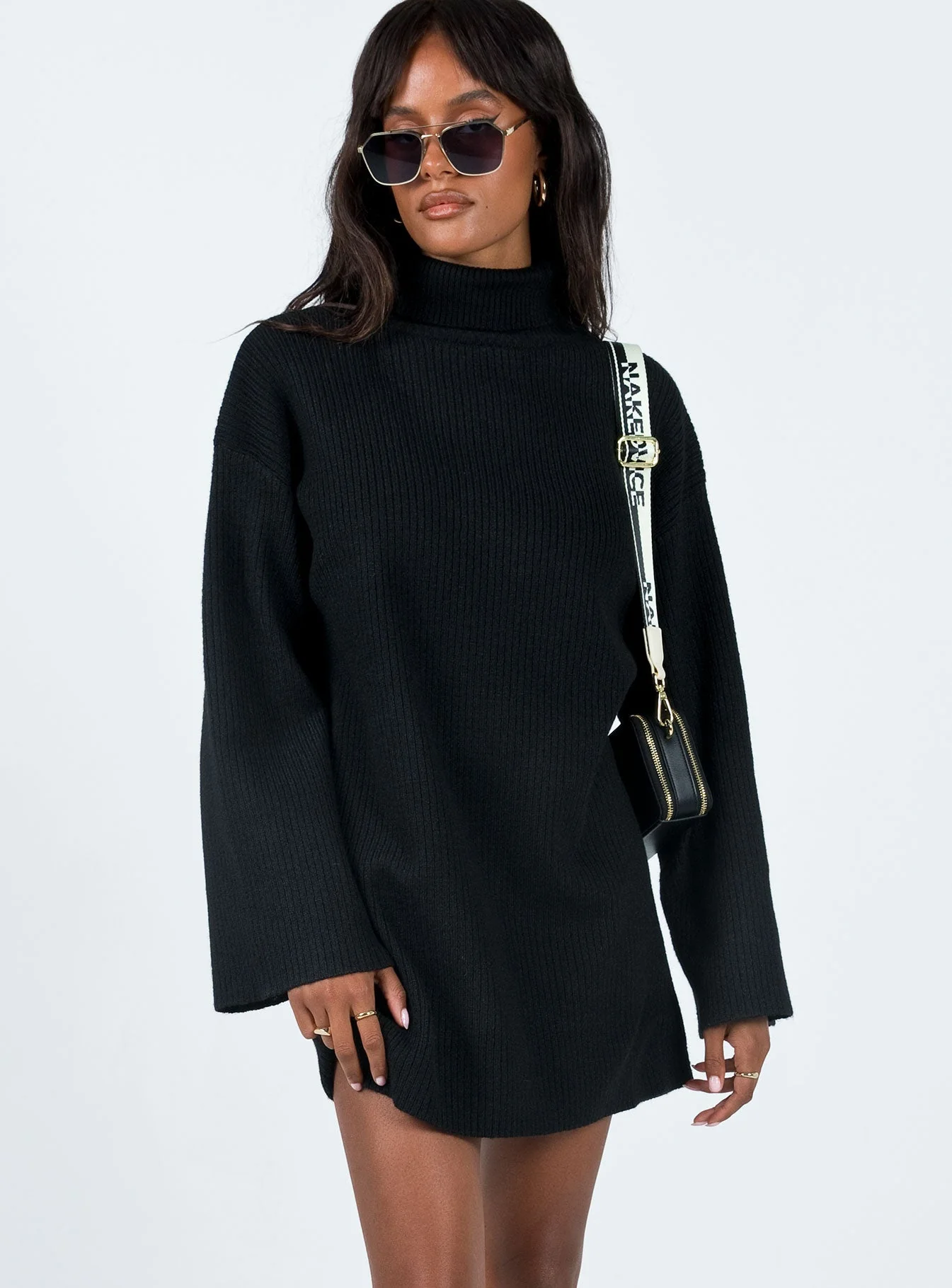 Sonelle Long Sleeve Knit Mini Dress Black - Image 4