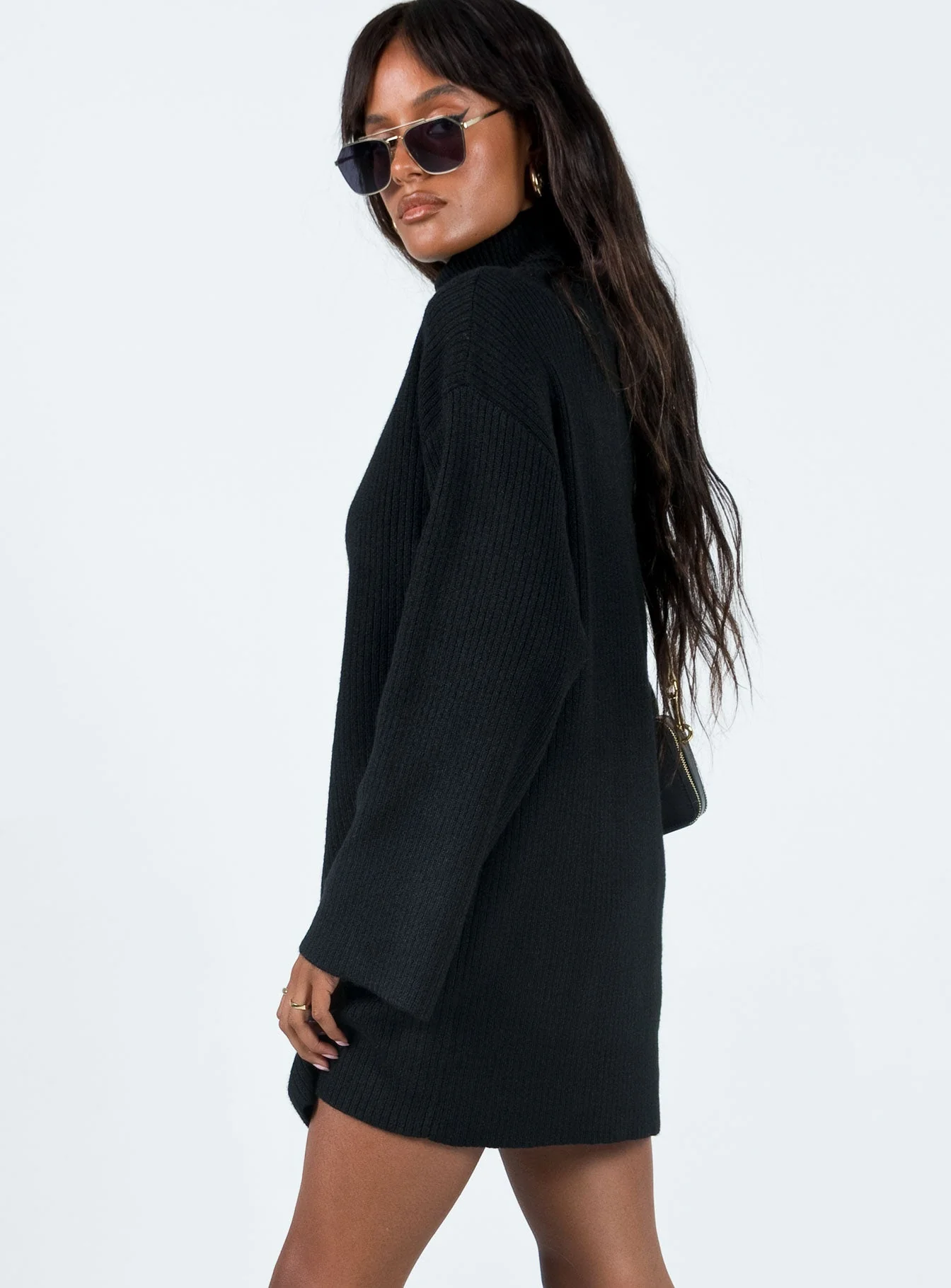 Sonelle Long Sleeve Knit Mini Dress Black - Image 7