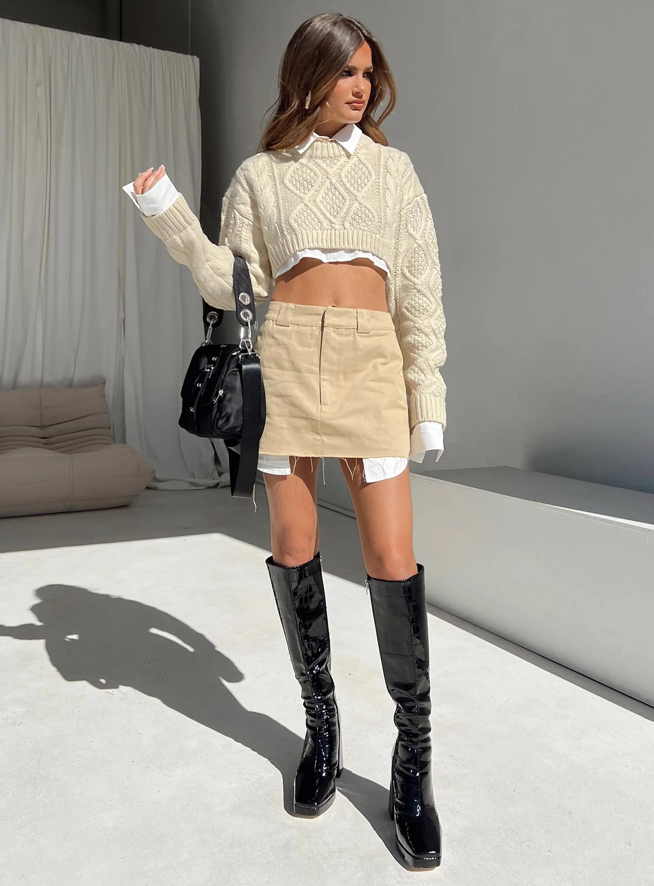 Sonny Cropped Sweater Cream - Image 3