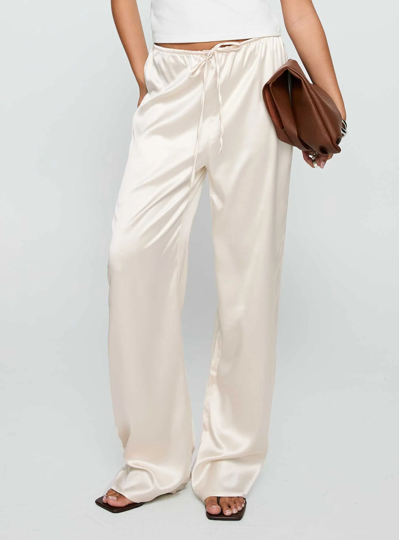 Soulstar Satin Pants Champagne - Image 2