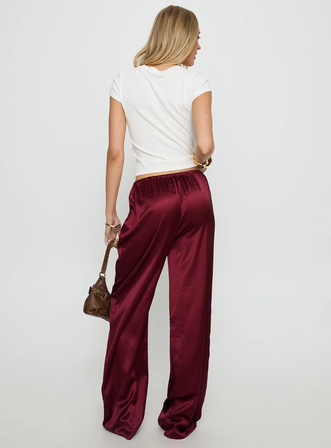 Soulstar Satin Pants Wine - Image 4