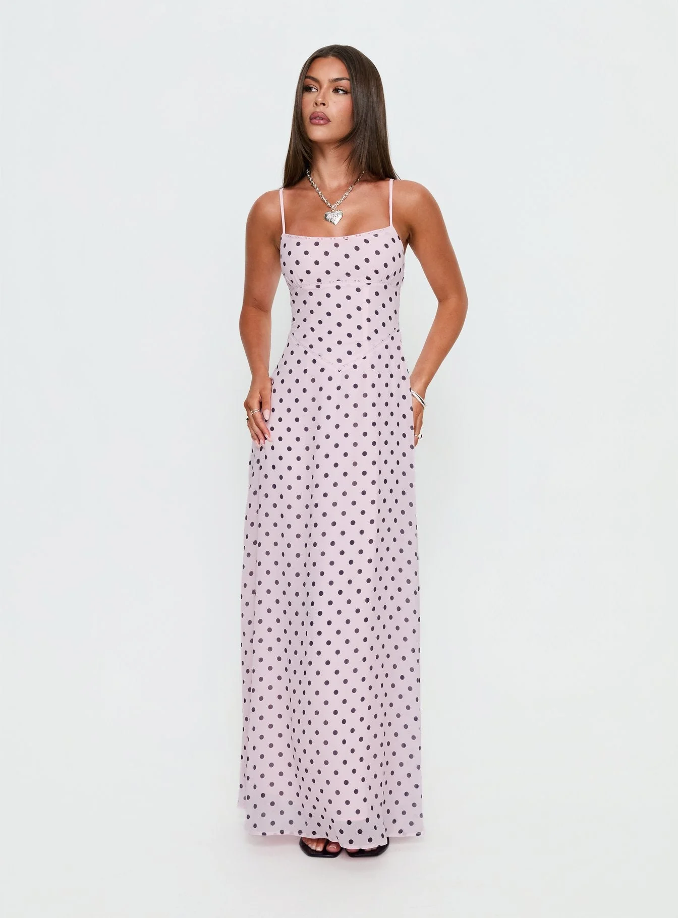South of France Maxi Dress Pink Polka Dot - Image 2