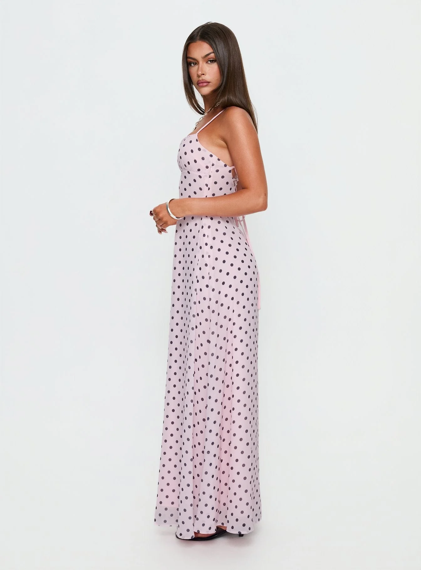 South of France Maxi Dress Pink Polka Dot - Image 3