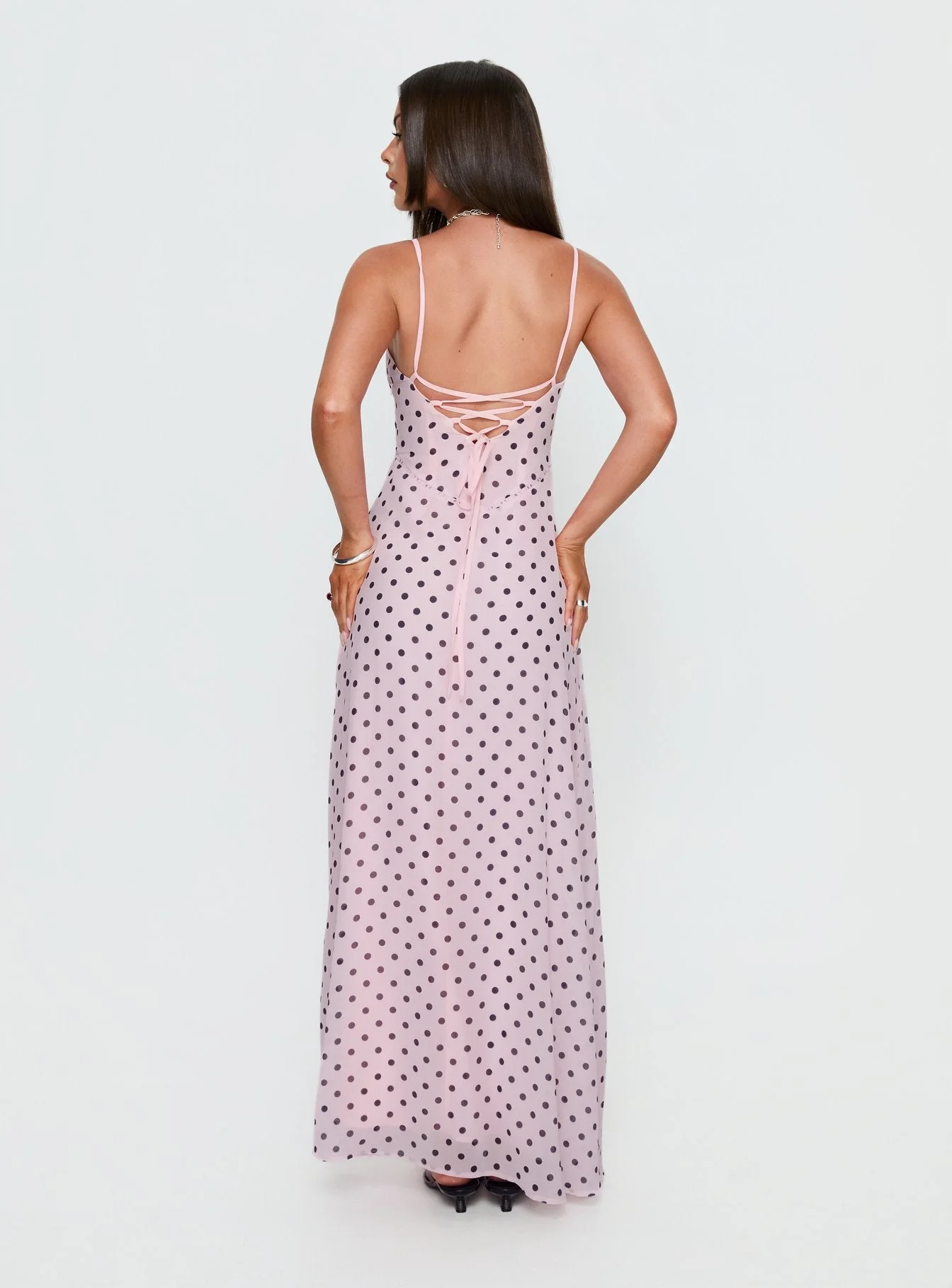 South of France Maxi Dress Pink Polka Dot - Image 4