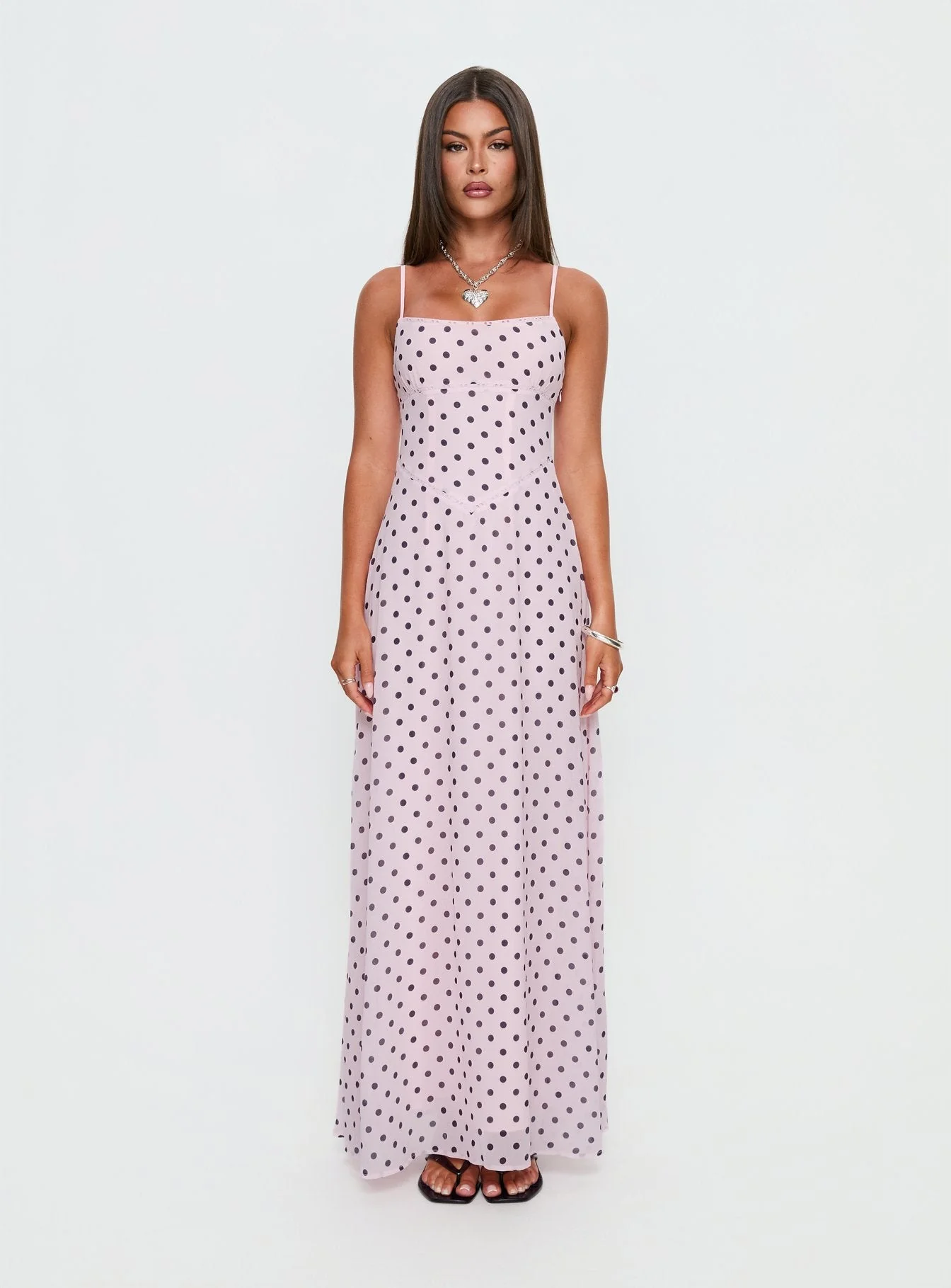 South of France Maxi Dress Pink Polka Dot - Image 6