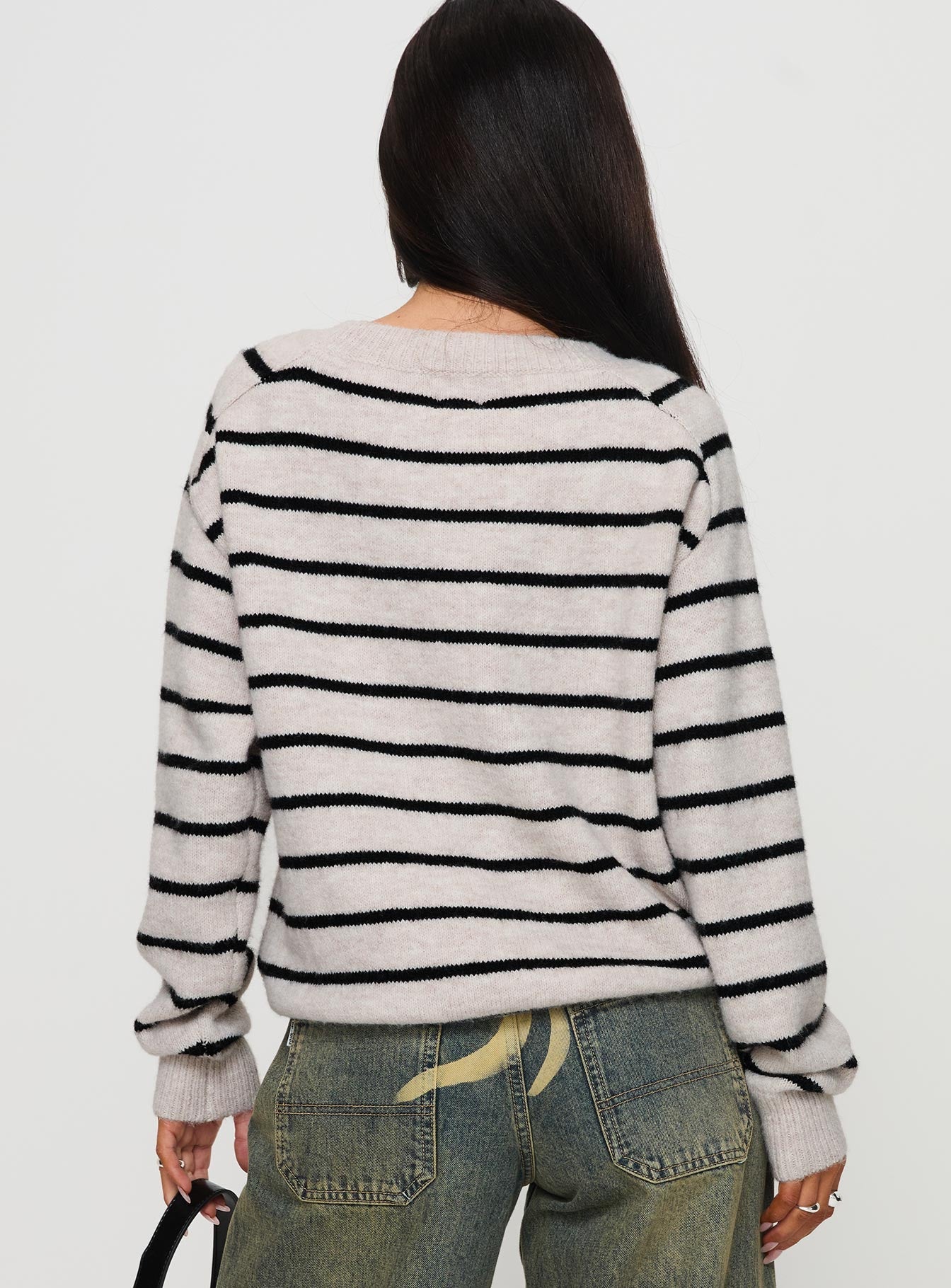 Souvenirs Knit Sweater Grey Stripe - Image 5