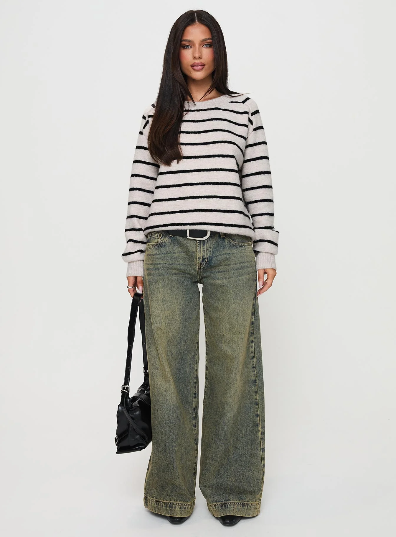 Souvenirs Knit Sweater Grey Stripe - Image 7