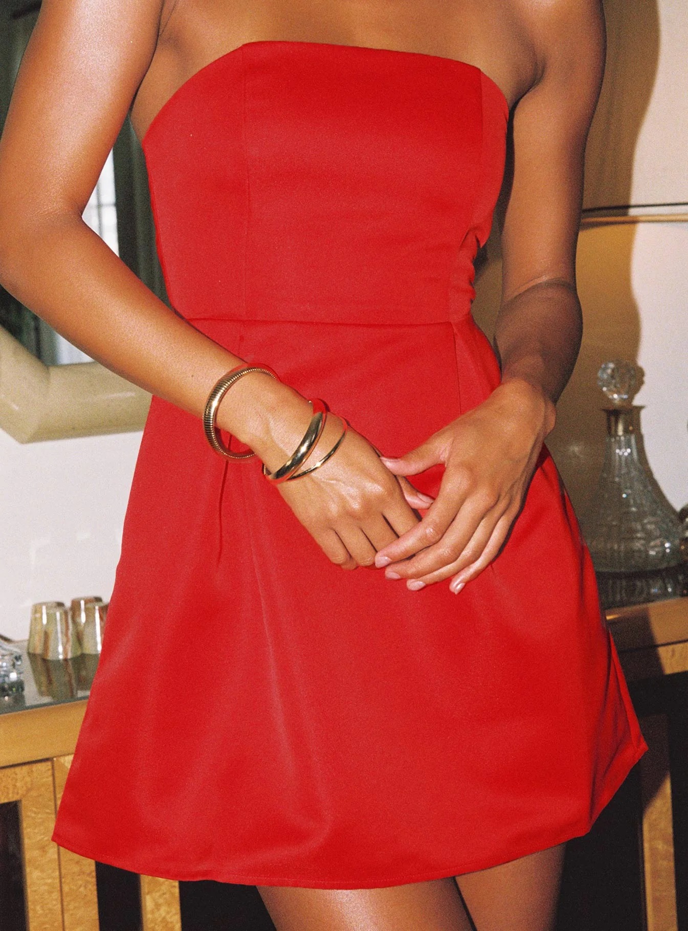 Spader Corset Mini Dress Red - Image 3