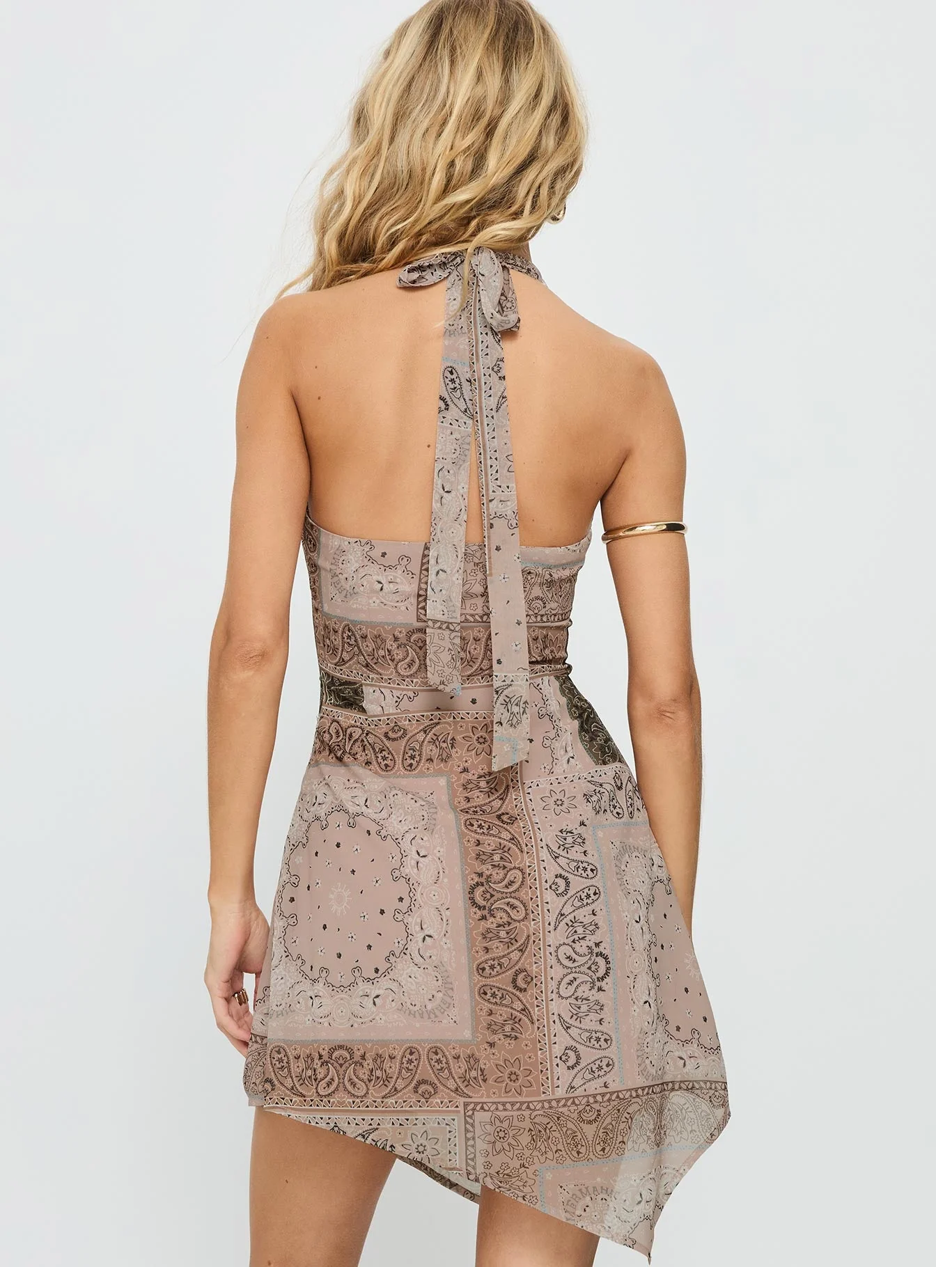 Spartacus Halter Mini Dress Brown / Multi - Image 6