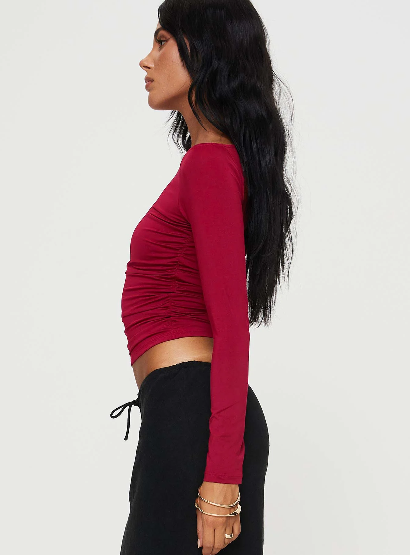 Spiller Off The Shoulder Top Burgundy - Image 4