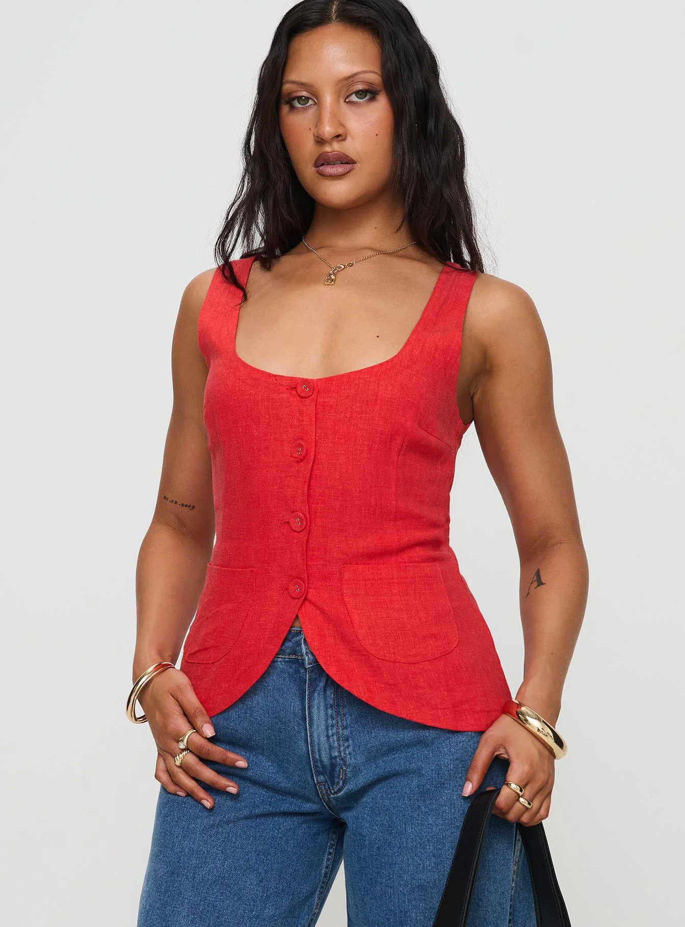 Spirito Vest Top Red - Image 2