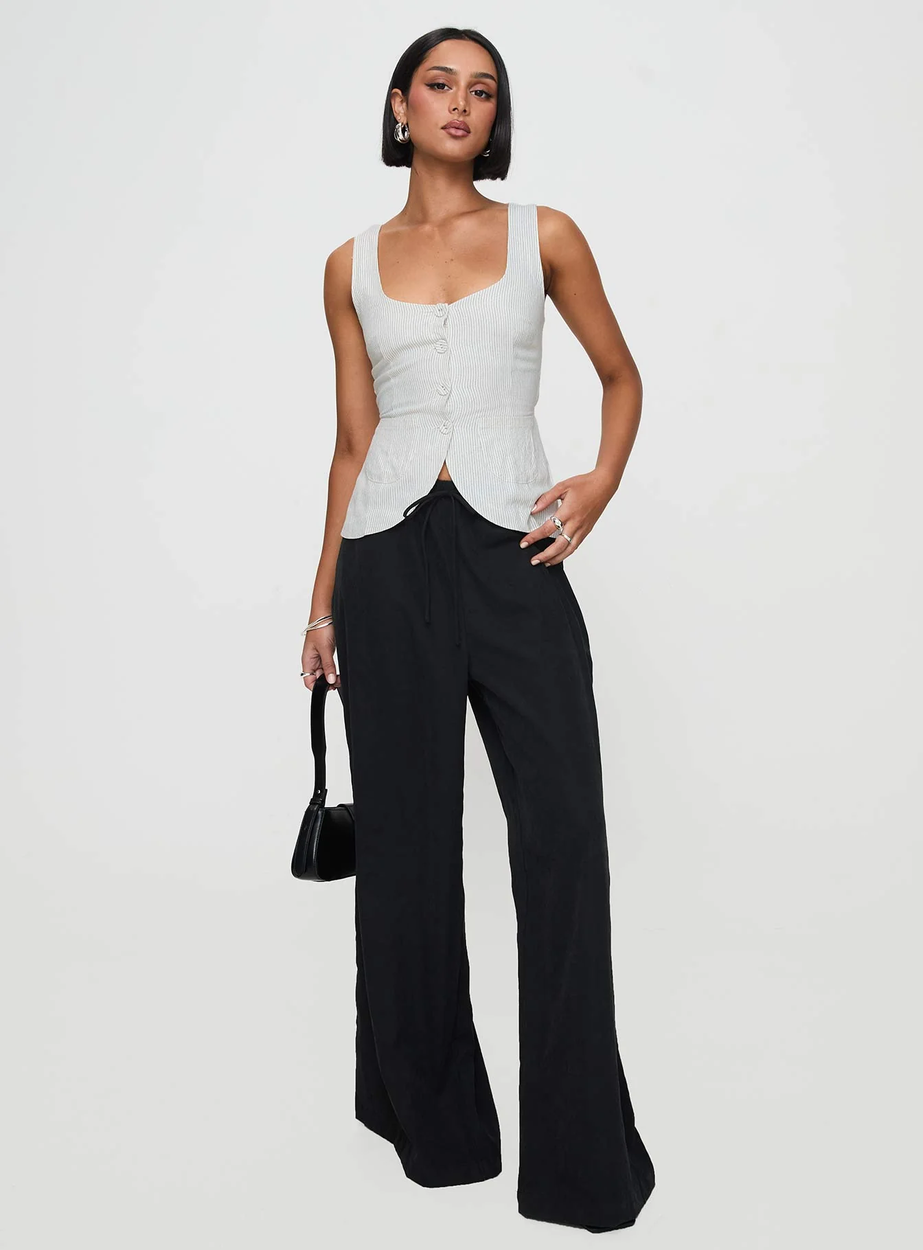 Spirito Vest Top White Thin Stripe - Image 3