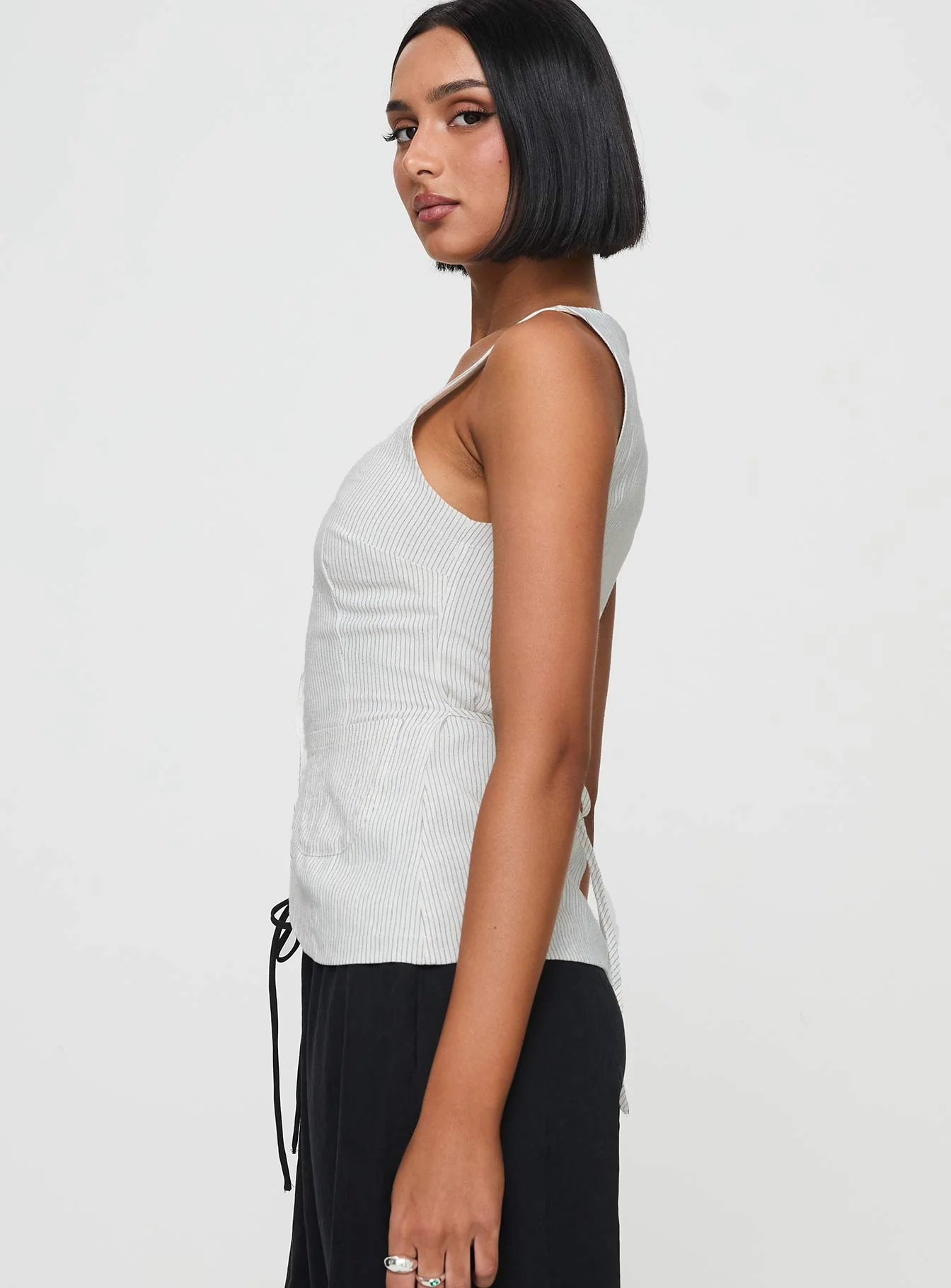 Spirito Vest Top White Thin Stripe - Image 4