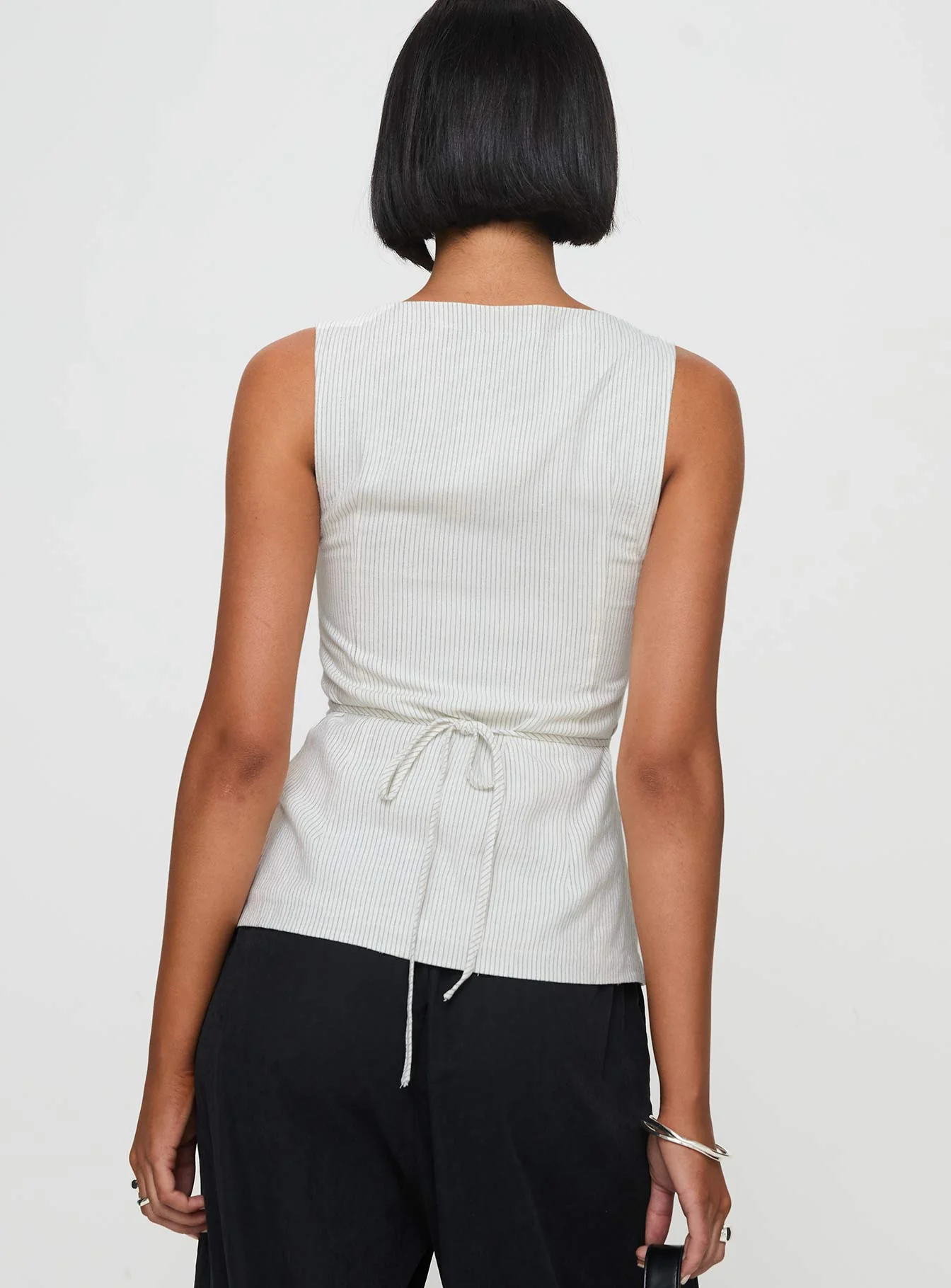 Spirito Vest Top White Thin Stripe - Image 5