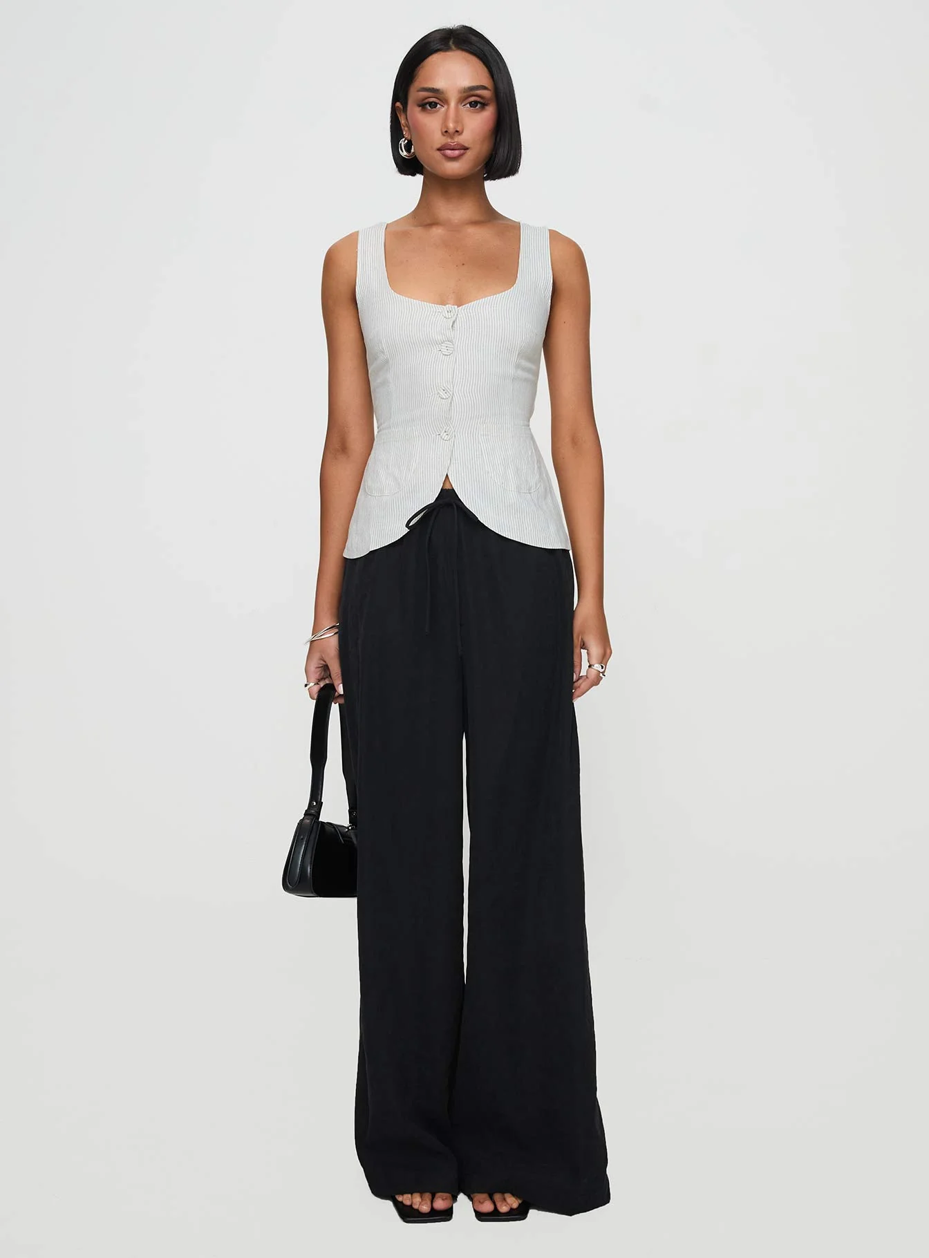 Spirito Vest Top White Thin Stripe - Image 7