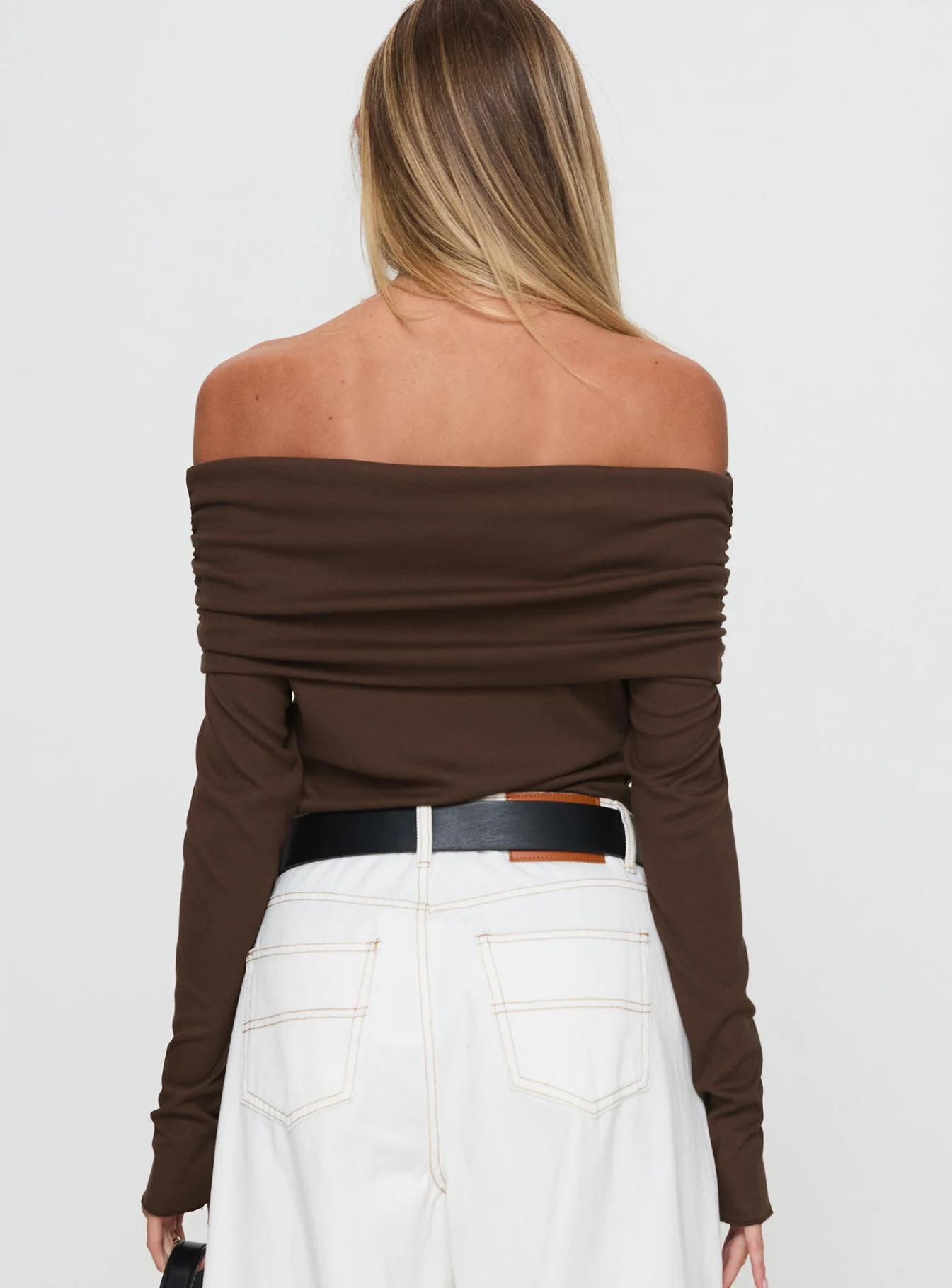 Spoilt Off The Shoulder Bodysuit Brown - Image 5