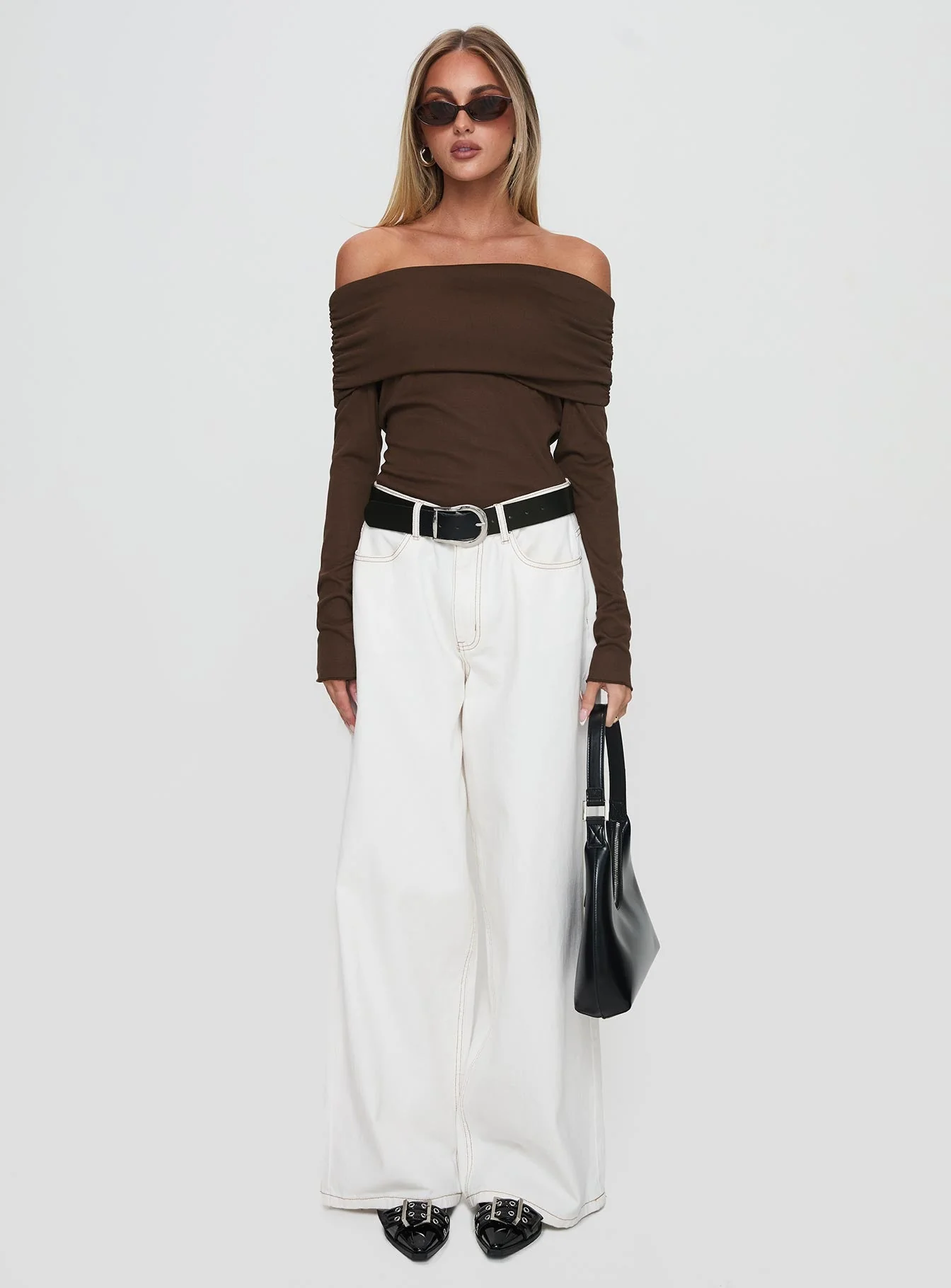 Spoilt Off The Shoulder Bodysuit Brown - Image 7
