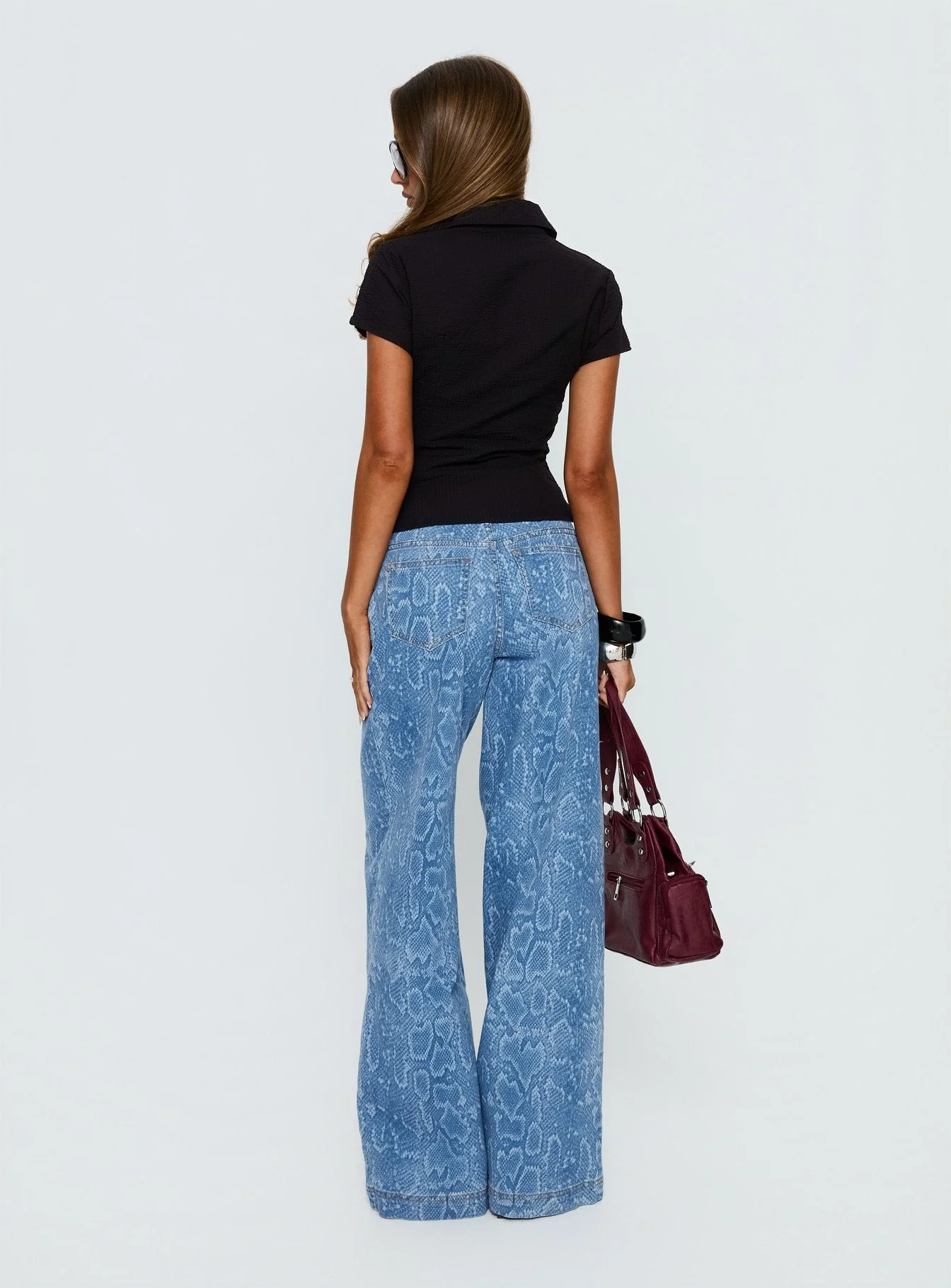 Spoken Truth Mid Rise Straight Leg Jeans Snake Blue Wash - Image 5