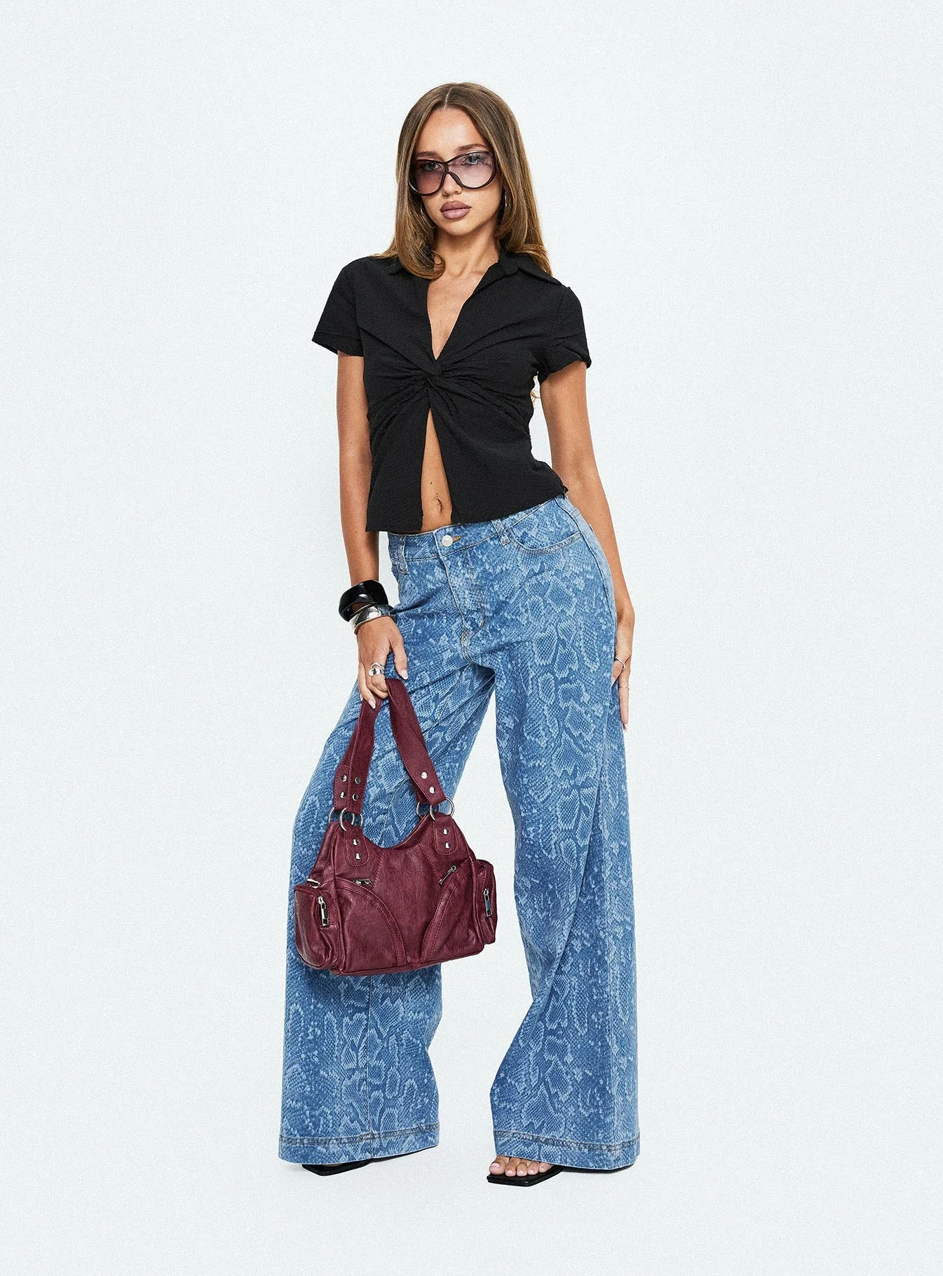 Spoken Truth Mid Rise Straight Leg Jeans Snake Blue Wash - Image 8