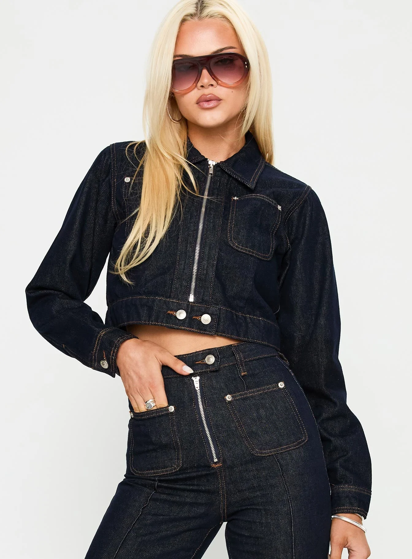 Stallion Cropped Jacket Indigo - Image 2