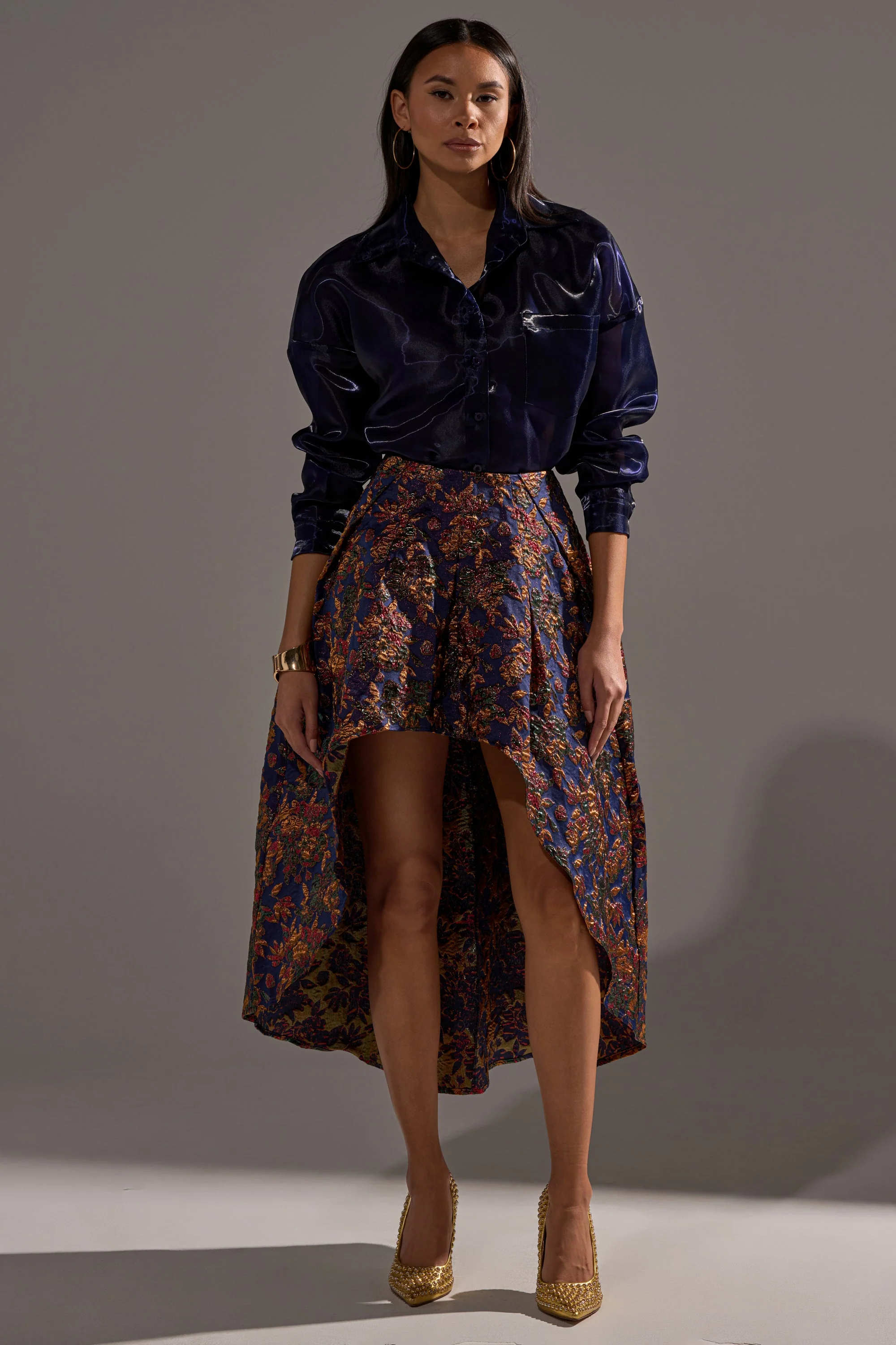 STAR OF THE NIGHT BROCADE MIDI SKIRT - Image 6