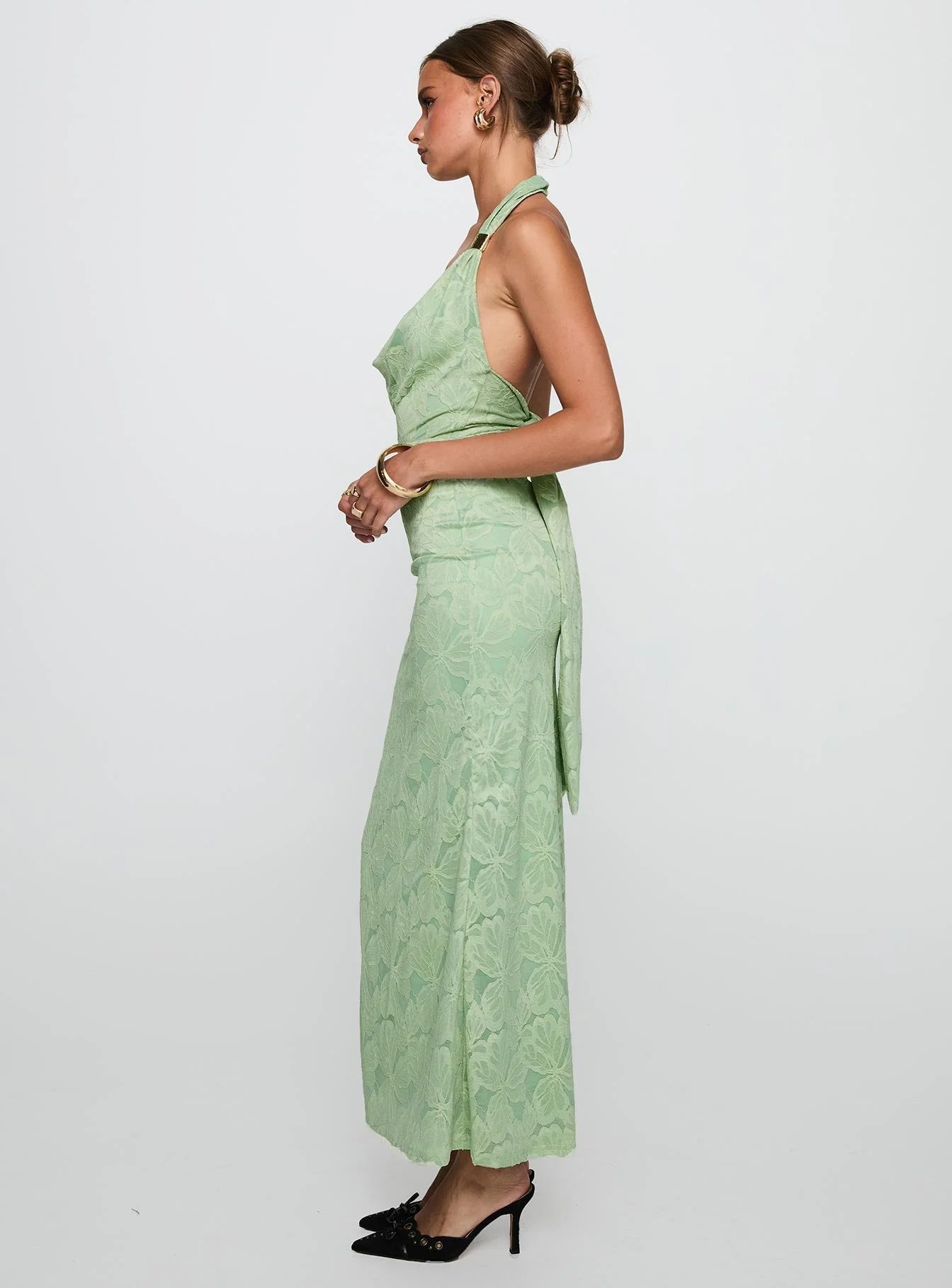 Starfall Halter Maxi Dress Sage - Image 3