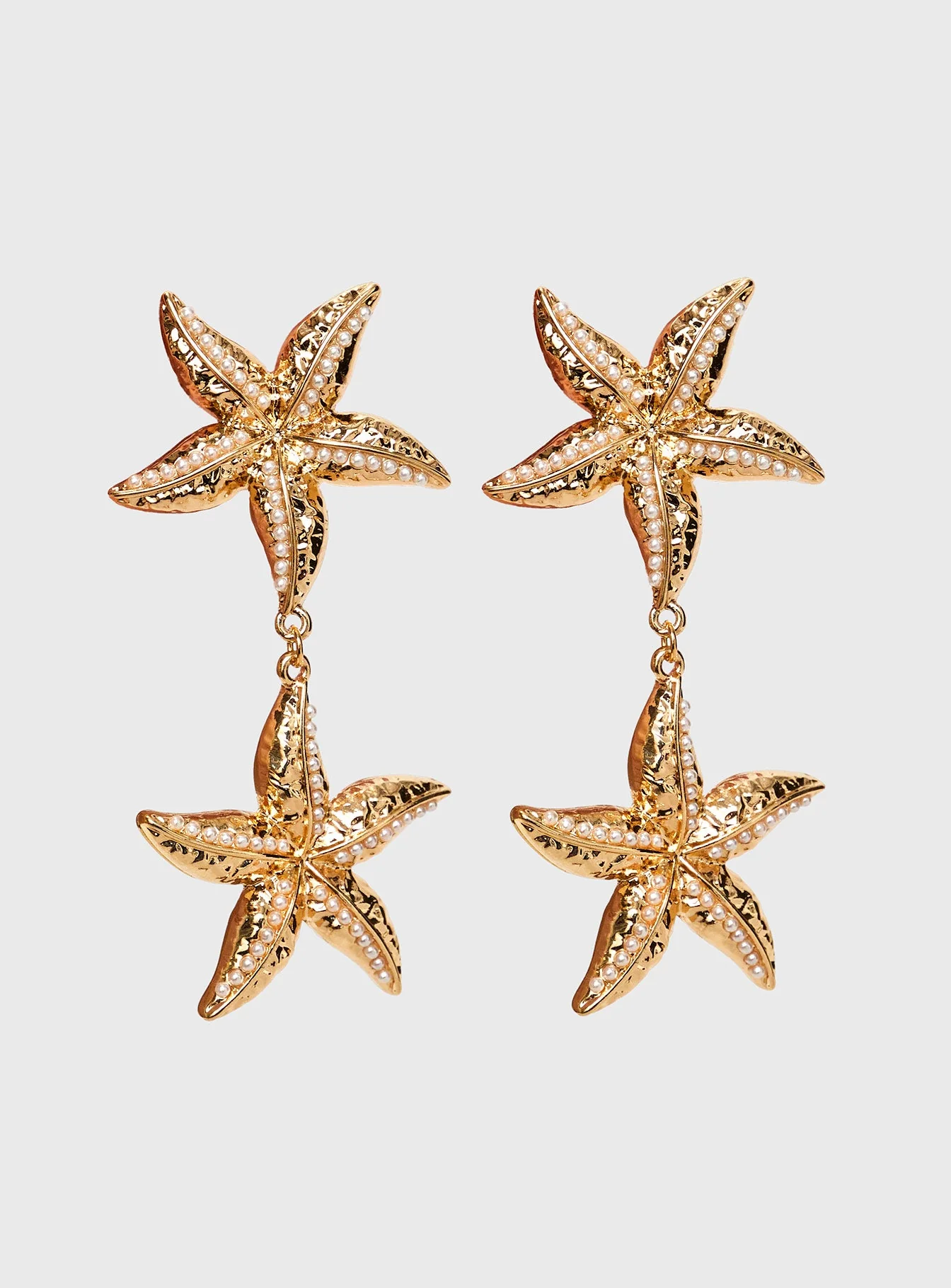 Starfish Drop Earrings Gold - Image 2