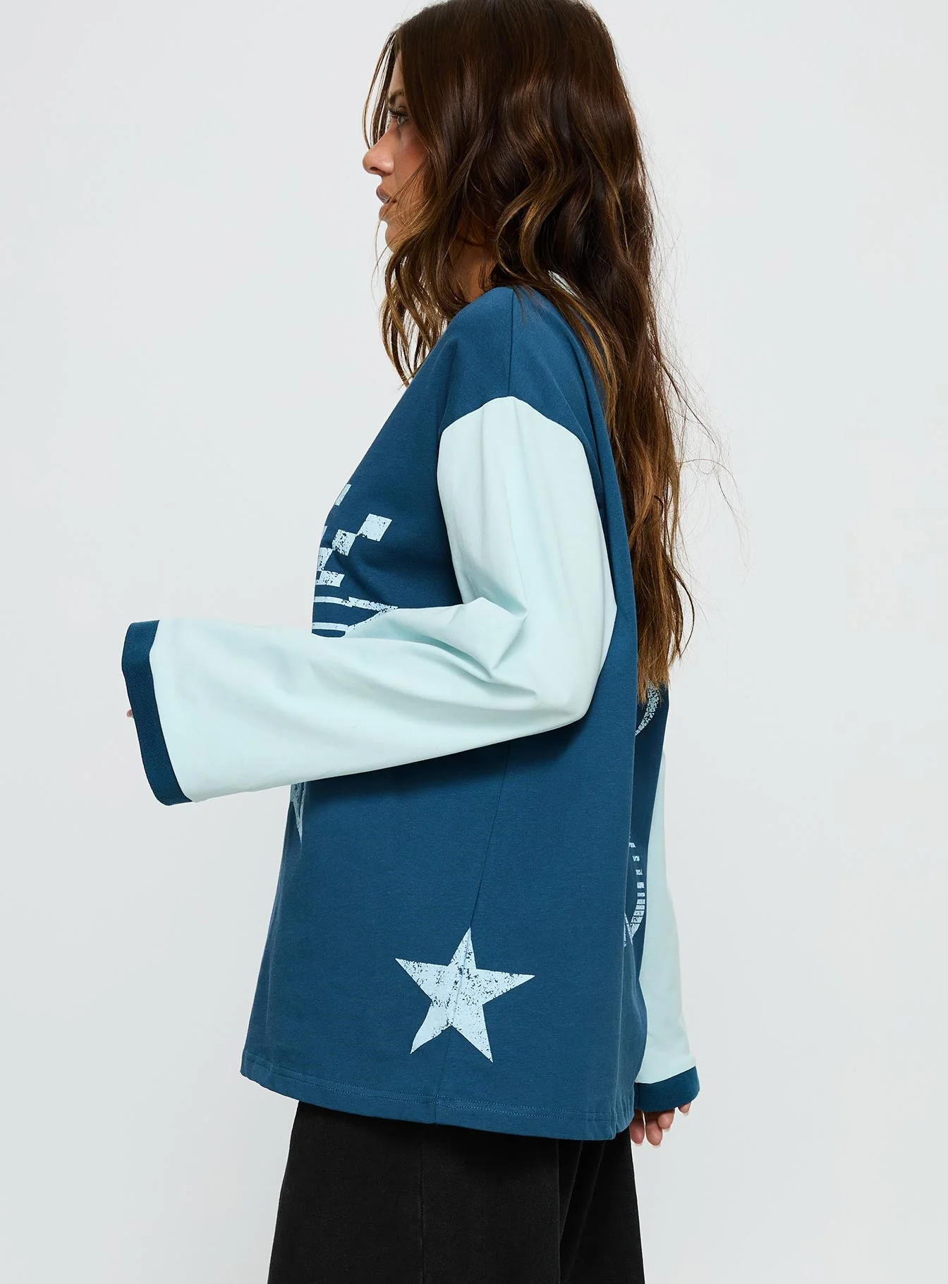 Starletta Long Sleeve Moto Top Blue - Image 4