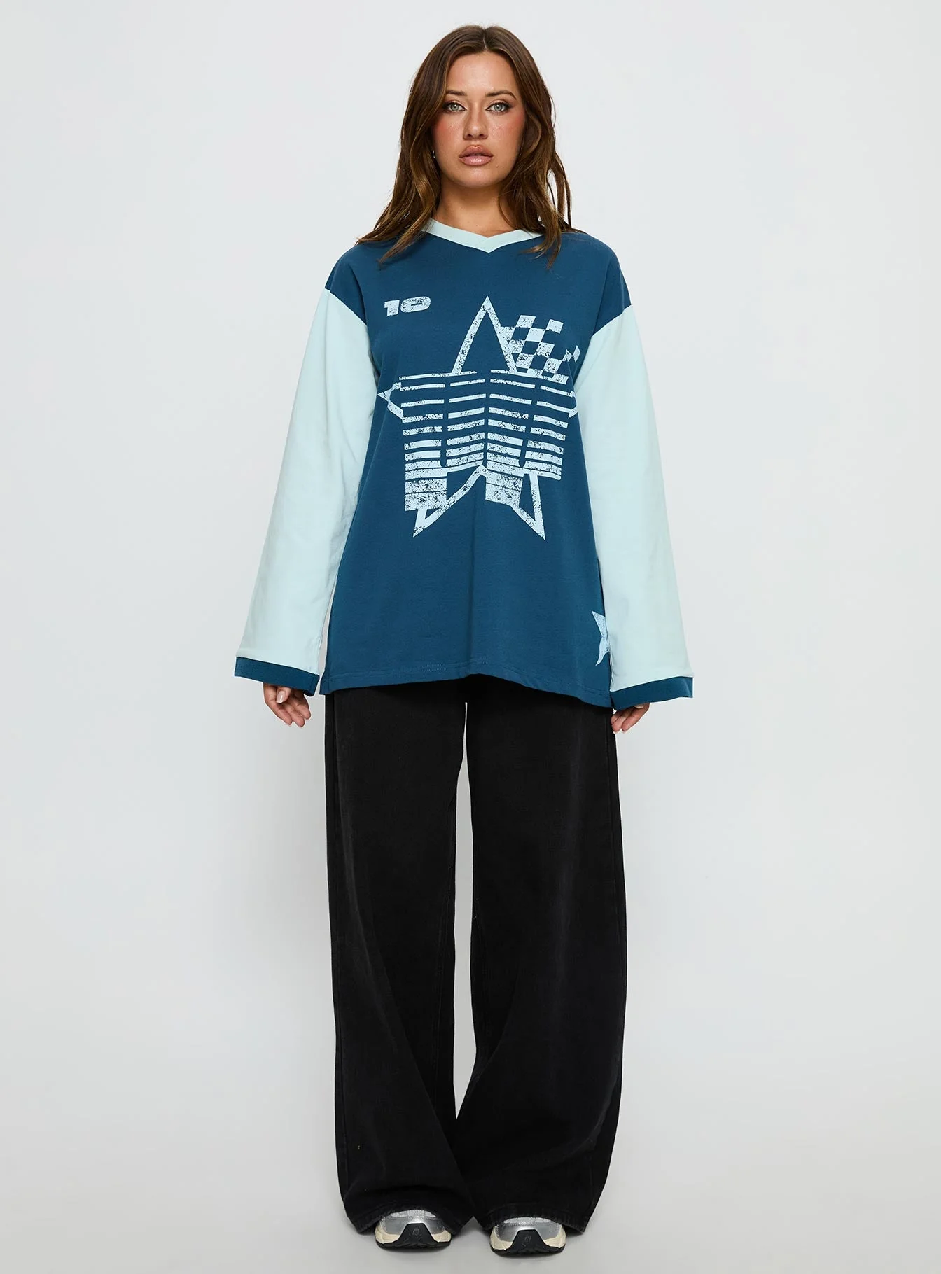 Starletta Long Sleeve Moto Top Blue - Image 7