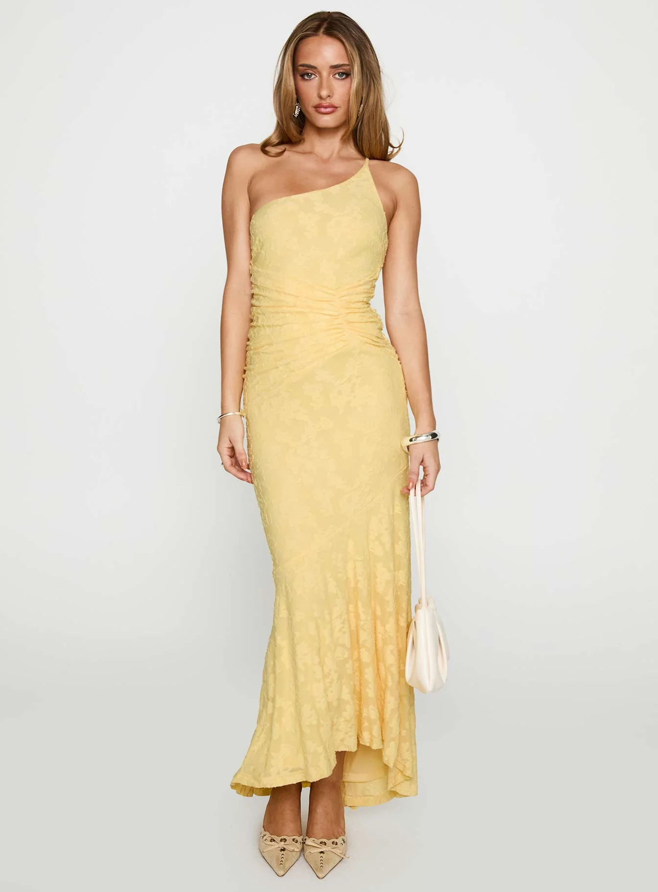 Starlights One Shoulder Maxi Dress Lemon - Image 2