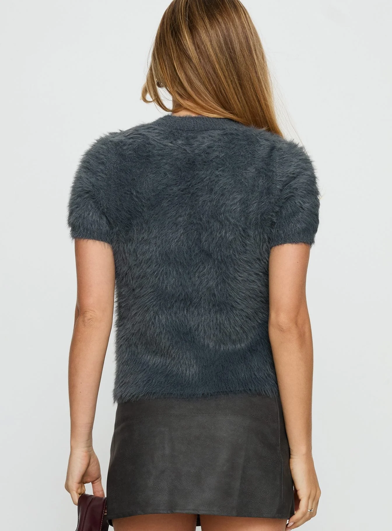 Starlynn Fluffy Short Sleeve Top Slate - Image 5