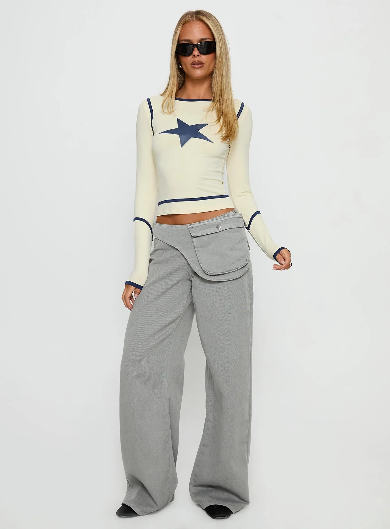 Starshot Long Sleeve Graphic Top Cream - Image 3
