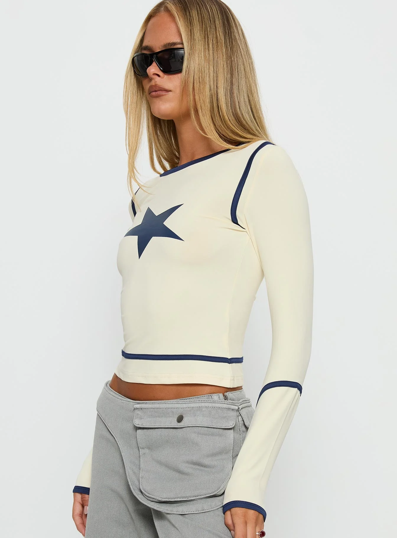 Starshot Long Sleeve Graphic Top Cream - Image 4