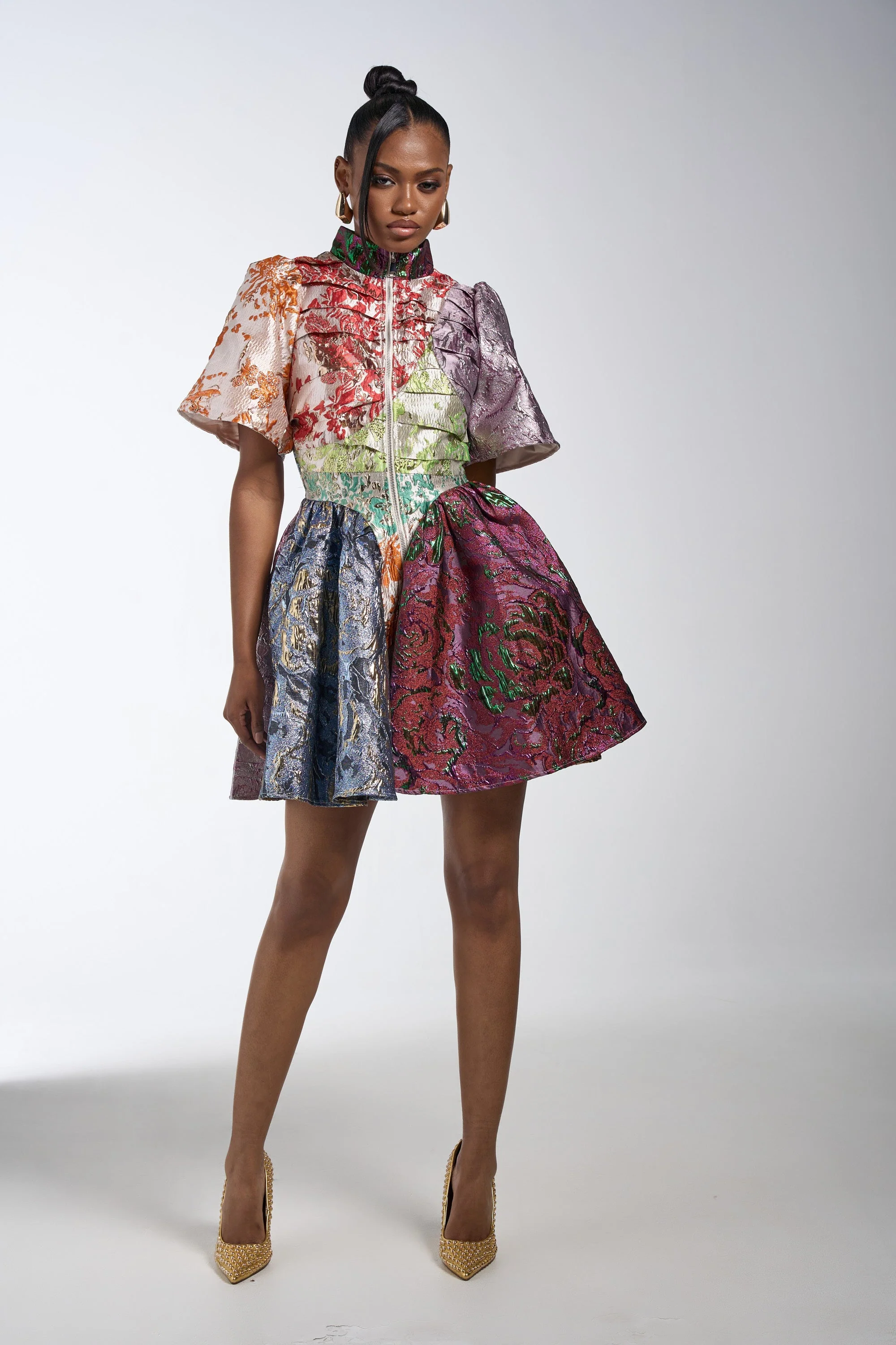 STAY WITH ME BROCADE MINI DRESS
