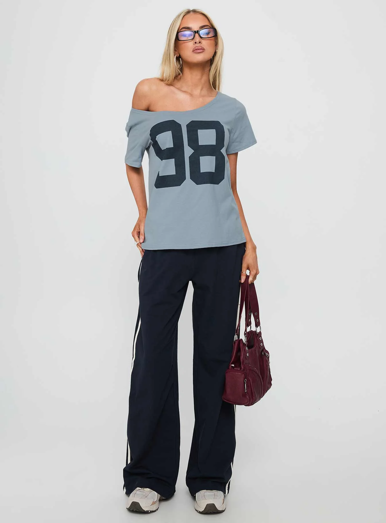 Stayback Wide Neck Graphic Top Blue - Image 3
