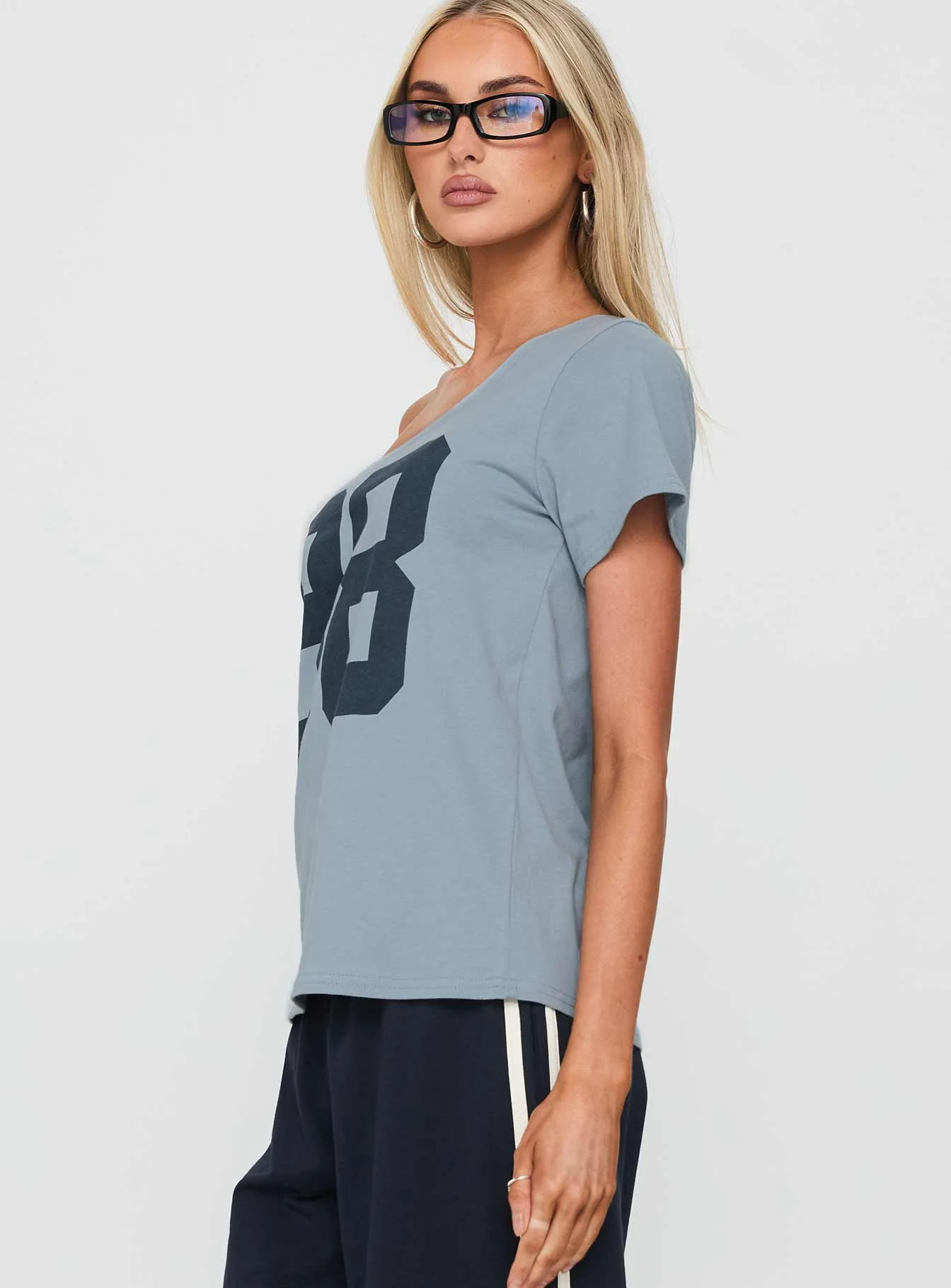 Stayback Wide Neck Graphic Top Blue - Image 4