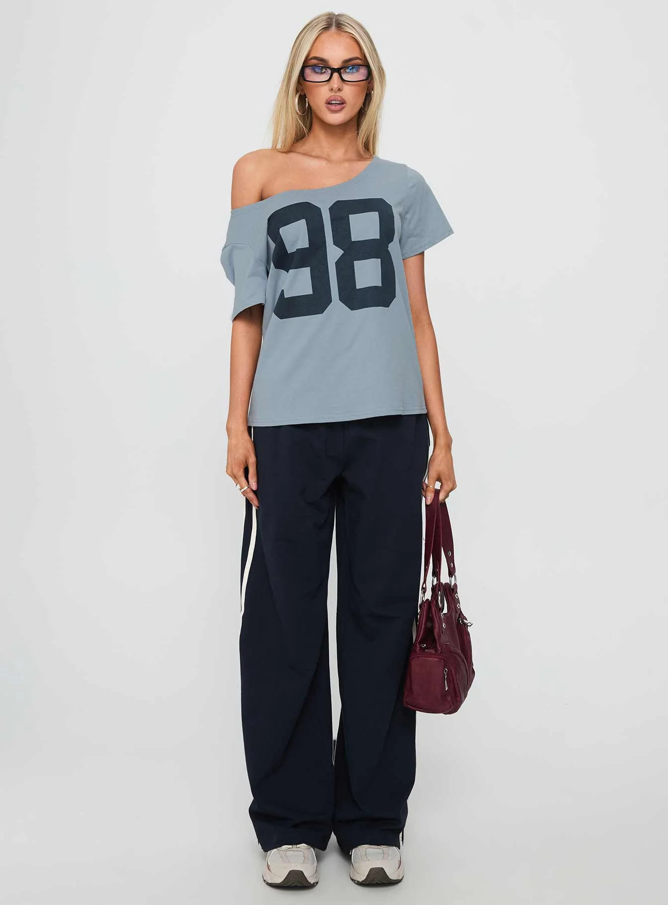 Stayback Wide Neck Graphic Top Blue - Image 7