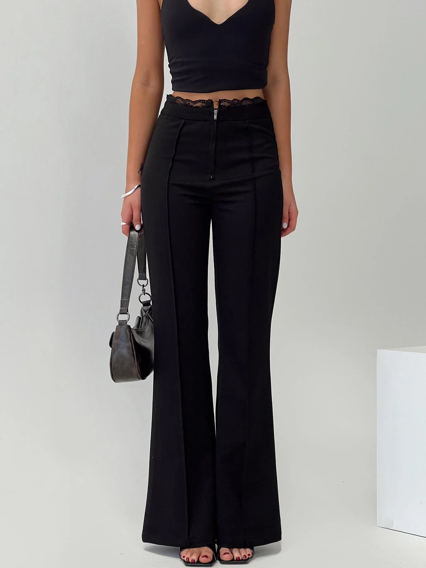 Stellina Slim Fit Flared Pants Black - Image 3