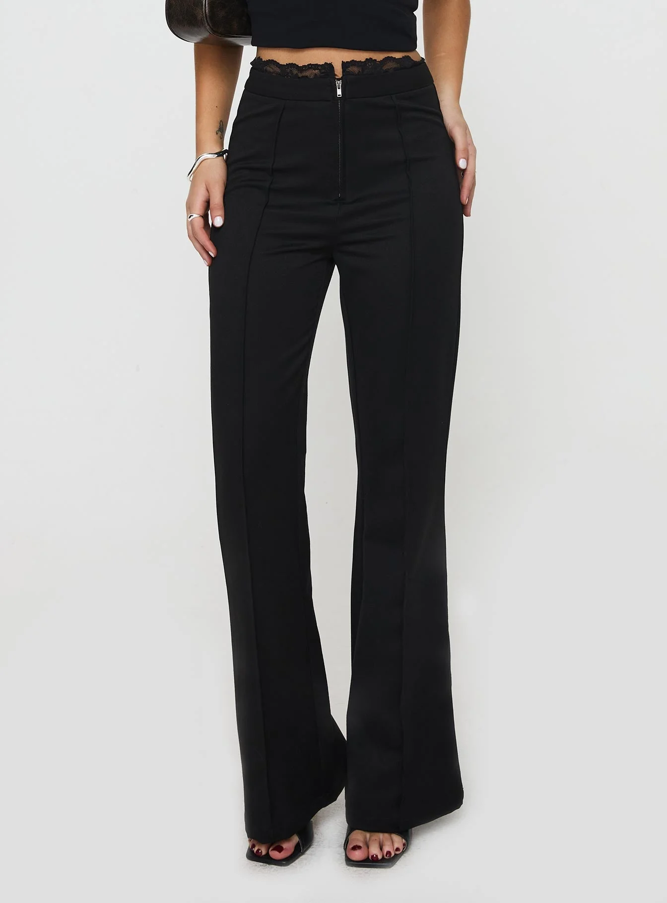 Stellina Slim Fit Flared Pants Black - Image 5