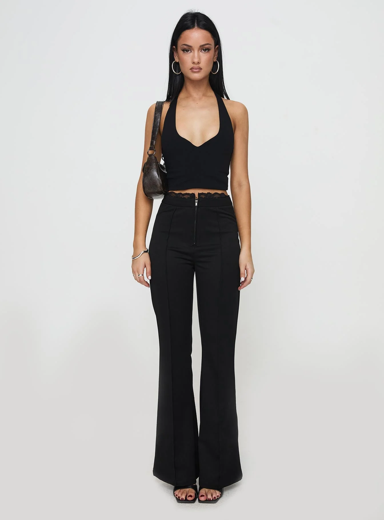 Stellina Slim Fit Flared Pants Black - Image 7