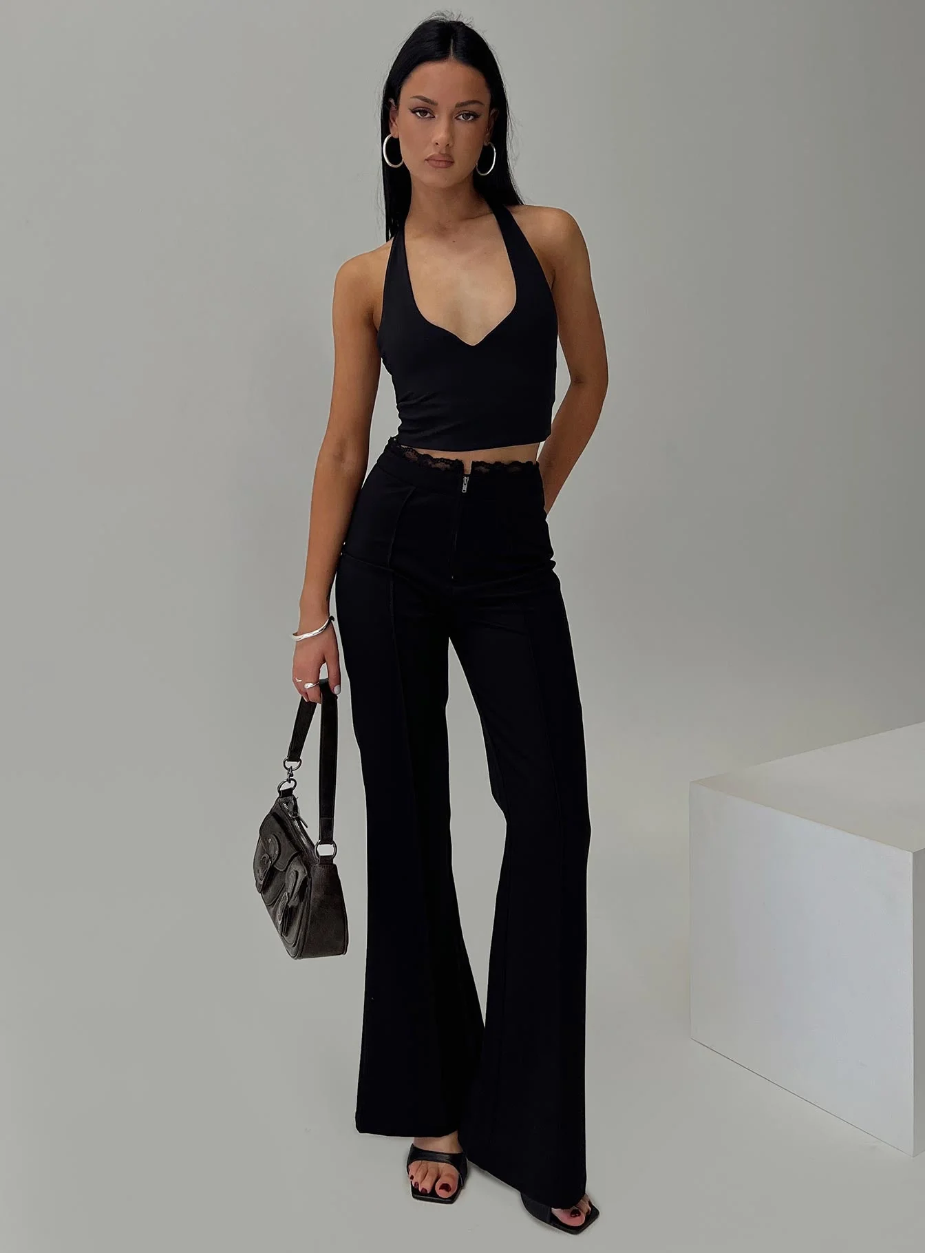 Stellina Slim Fit Flared Pants Black - Image 8